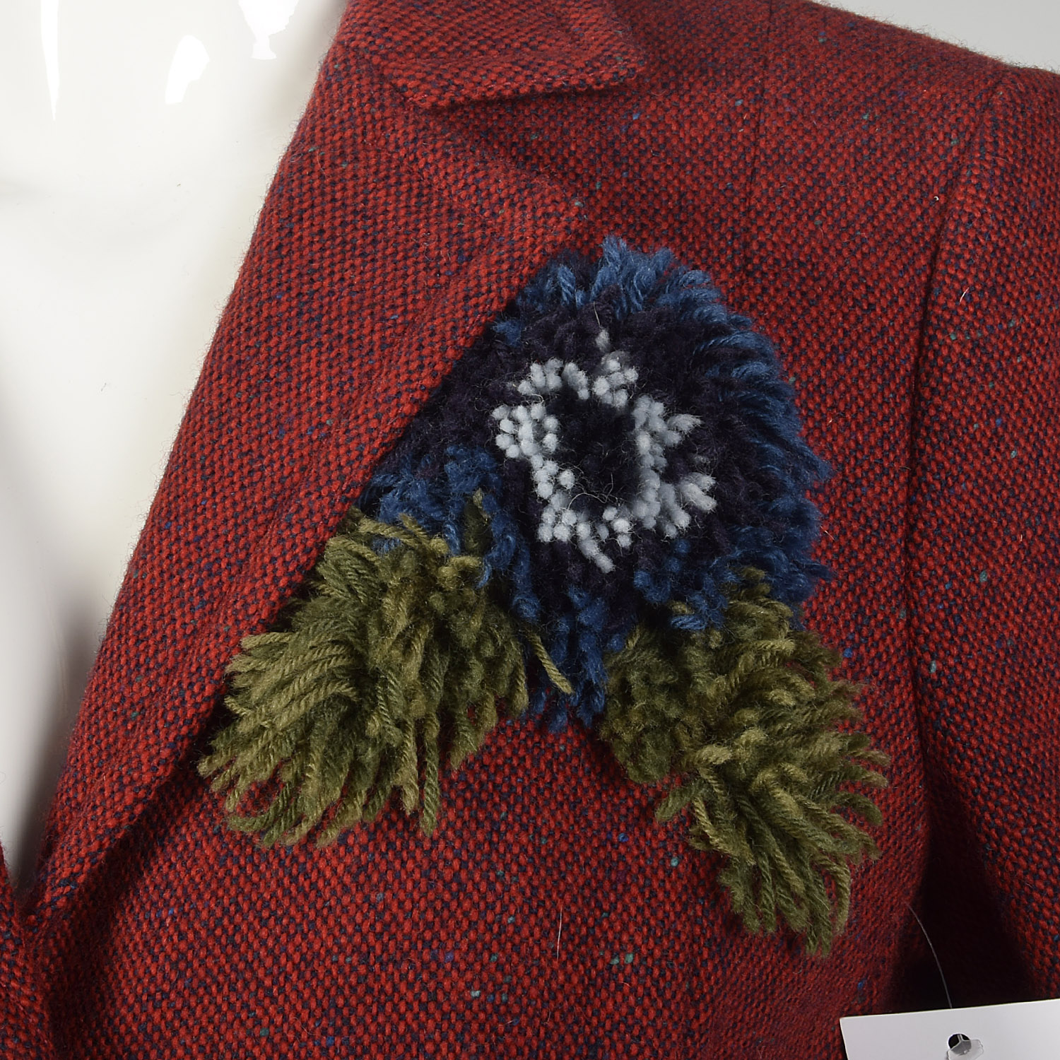 M Red Blazer Moschino Cheap & Chic Wool Tweed Flower Corsage