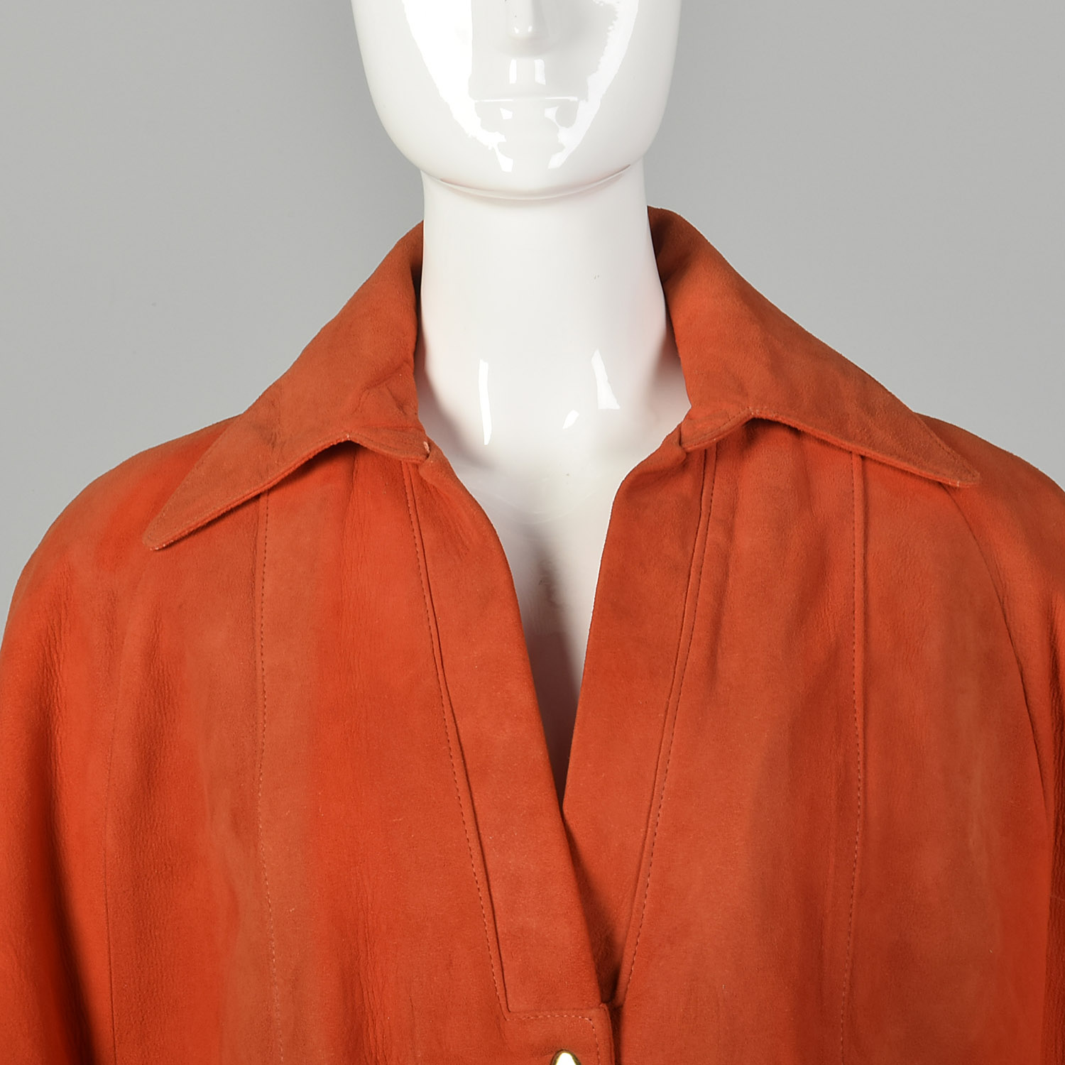1960s Mod Orange Suede Leather Cape Toggle Boho Autumn