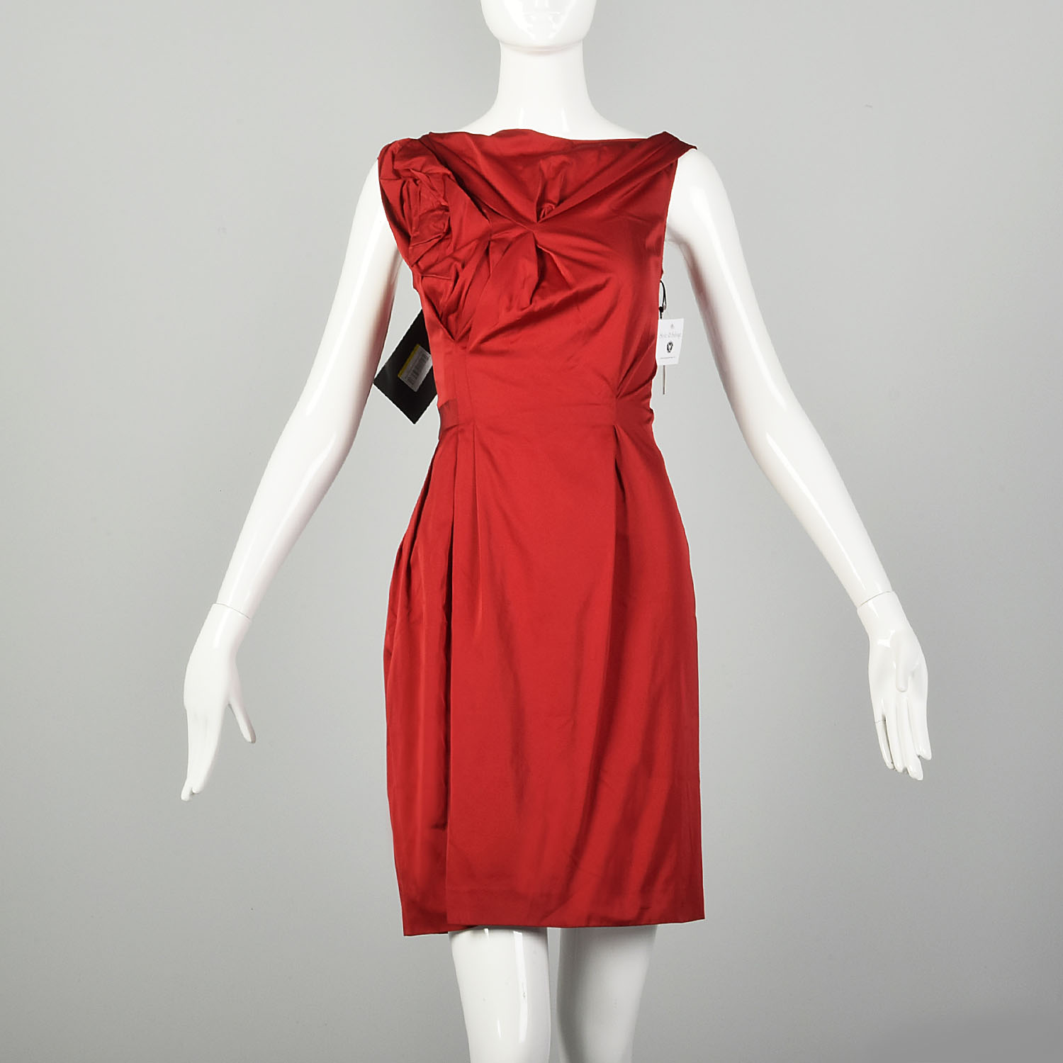 nina ricci red dress AUTH RUNWAY NINA RICCI COCKTAIL RED ROSETTE RUCHED DRESS FR38