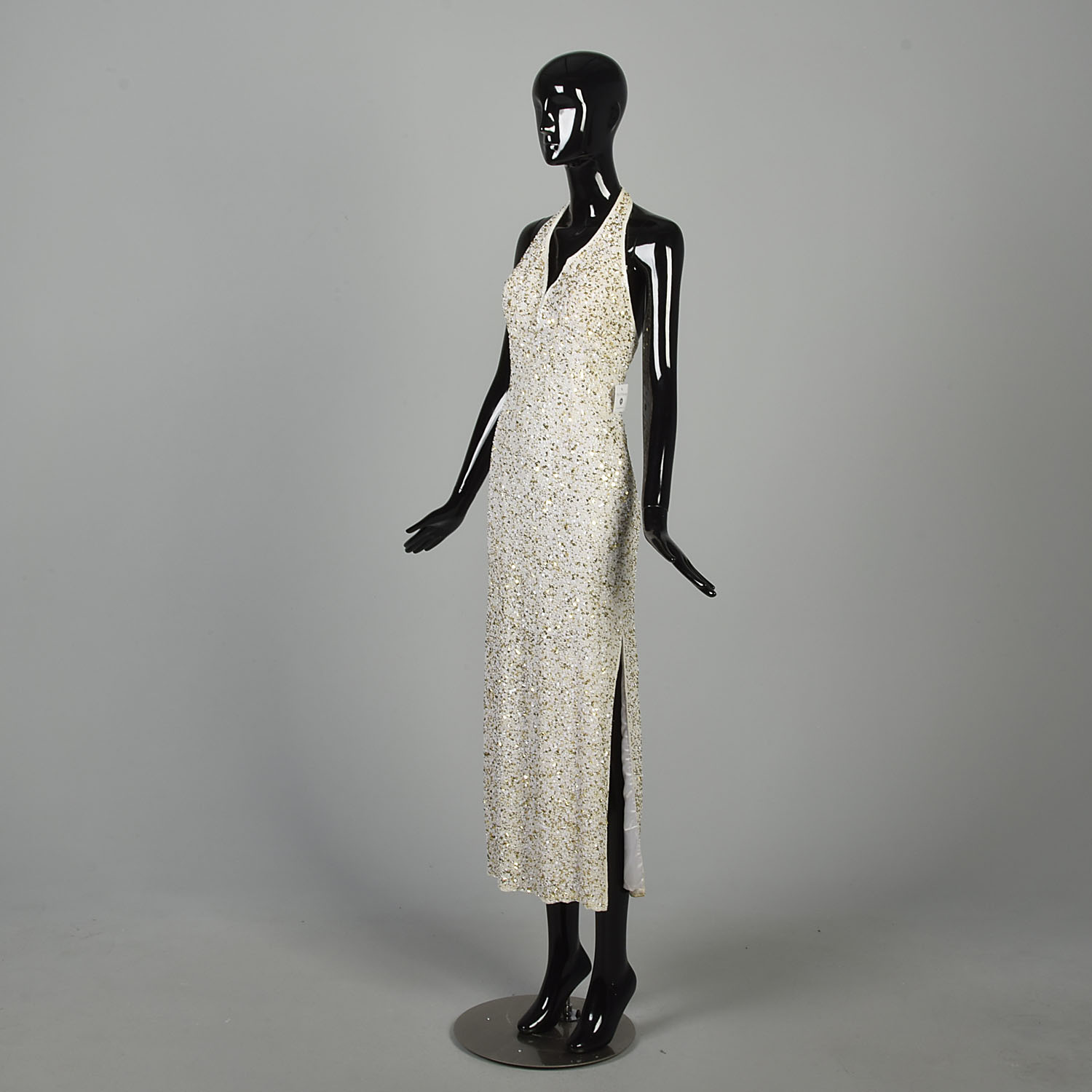 cream beaded prom dress XS/Small 1990s Prom Dress Wedding Beaded Gold Cream Silk Vintage Dress Gown  Bead