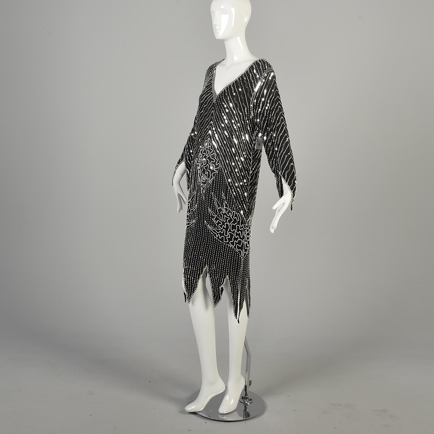 silver art deco dress Silver Deco Embroidered Gown 14 / Silver Noir