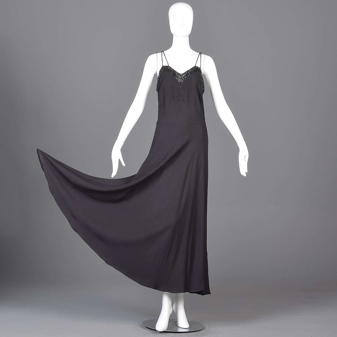 S Vintage 1930s 30s Black Evening Gown Sleeveless Formal Sequined Dress Bias Cut | eBay S Vintage 1930s 30s Black Evening Gown Sleeveless Formal Sequined Dress Bias Cut | eBay