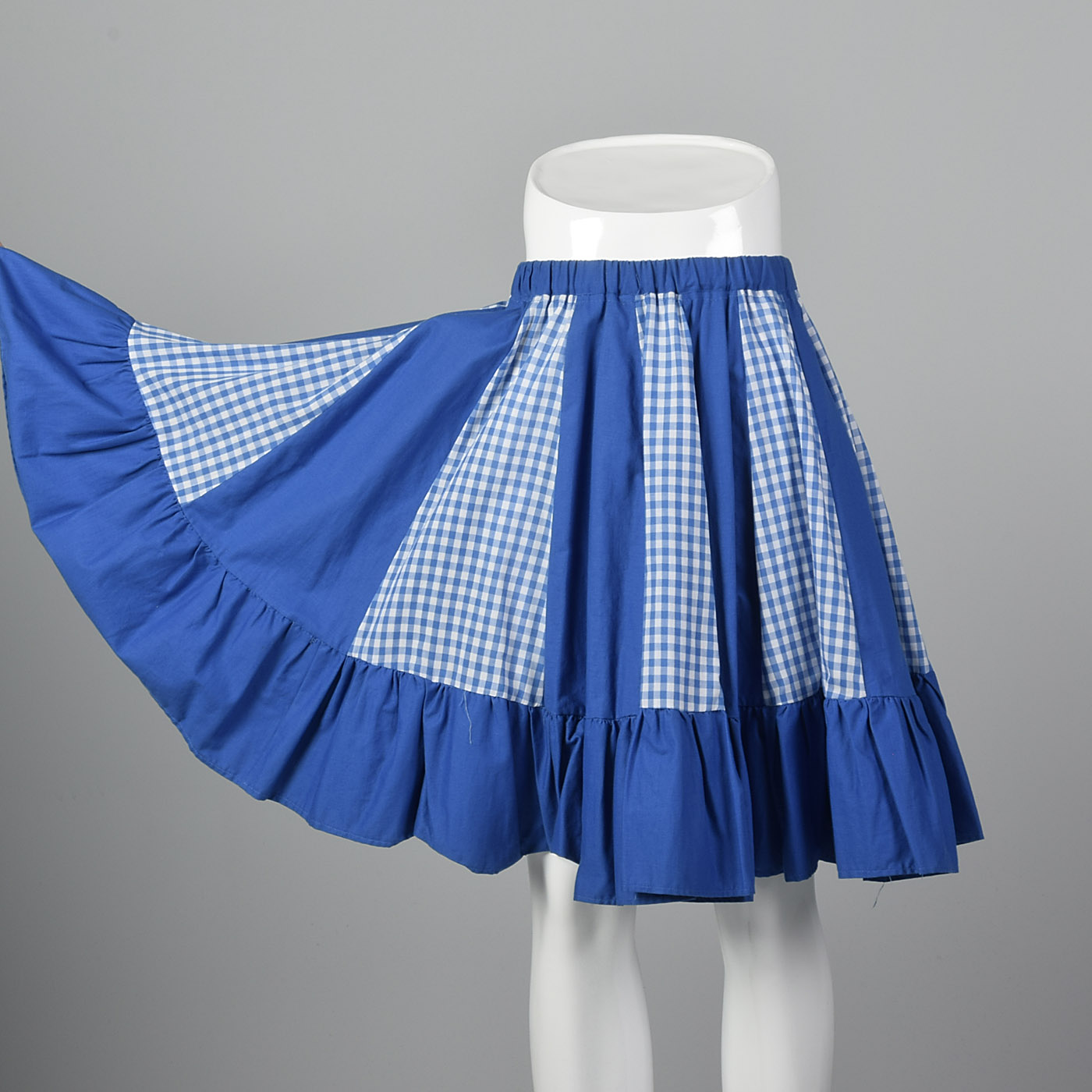Vintage 1970s tiered gingham check strawberry skirt