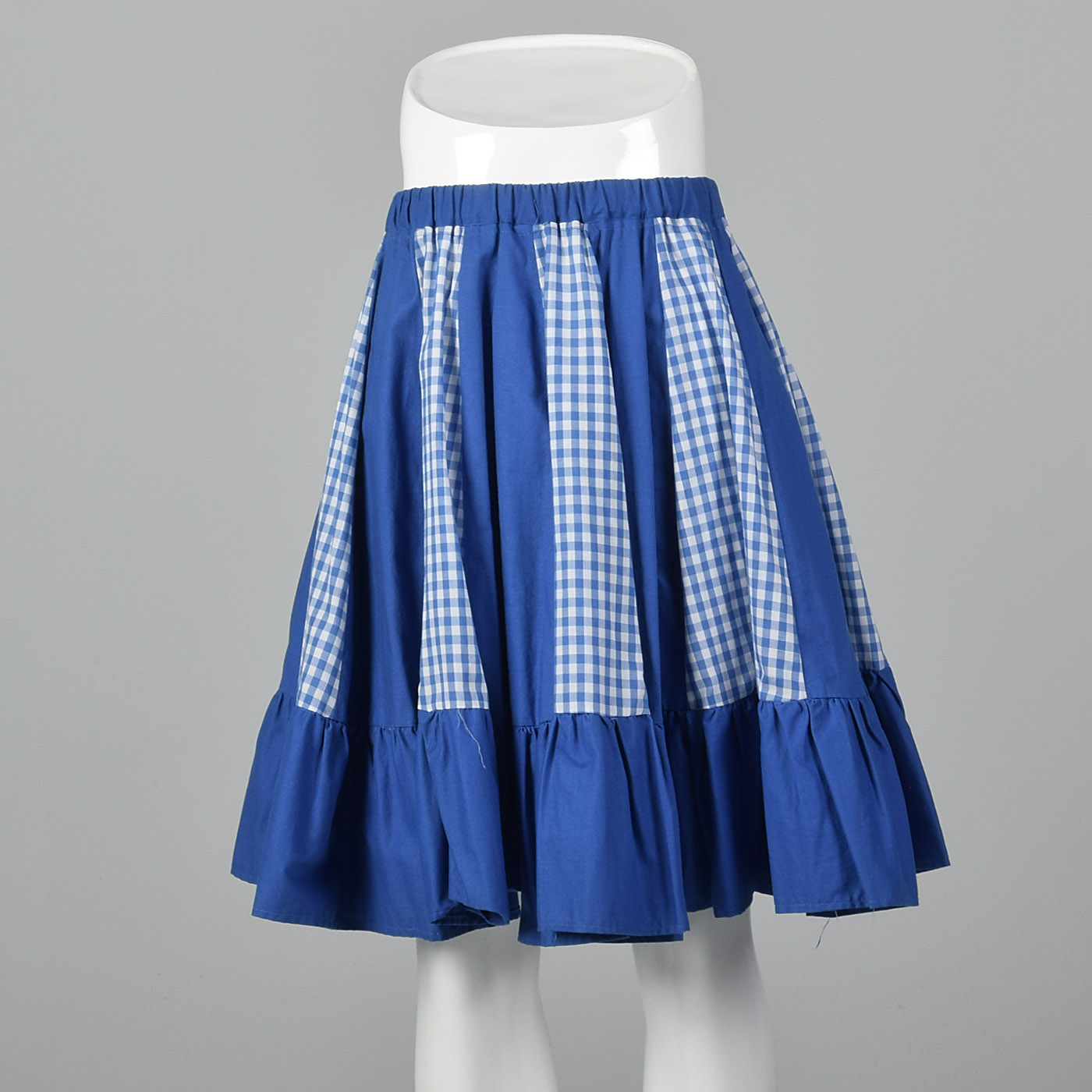 Vintage 1970s tiered gingham check strawberry skirt