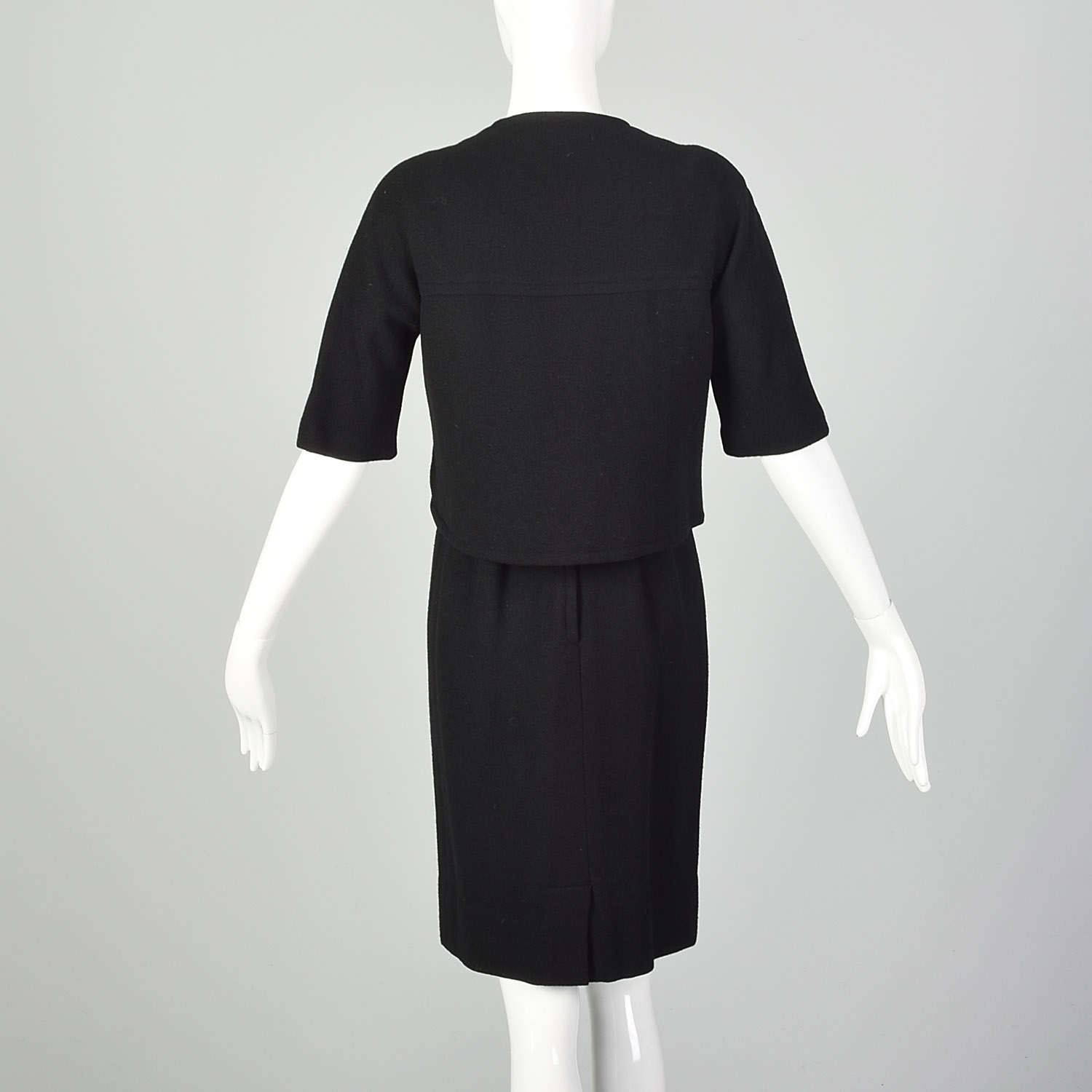 XS 1960s Black Dress Set Wool Sheath Matching Crop Jacket Pinup 2 Piece 60s VTG | eBay