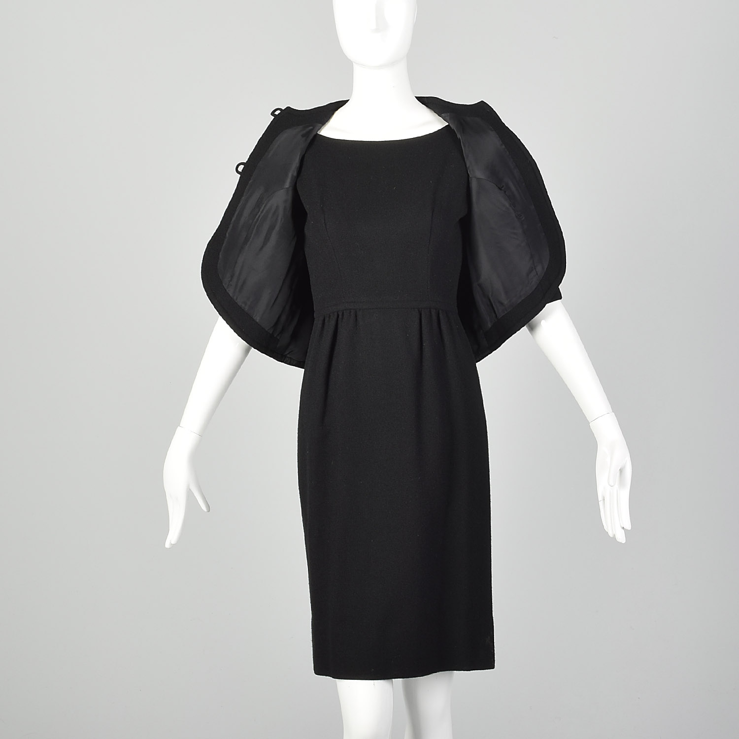 XS 1960s Black Dress Set Wool Sheath Matching Crop Jacket Pinup 2 Piece 60s VTG | eBay