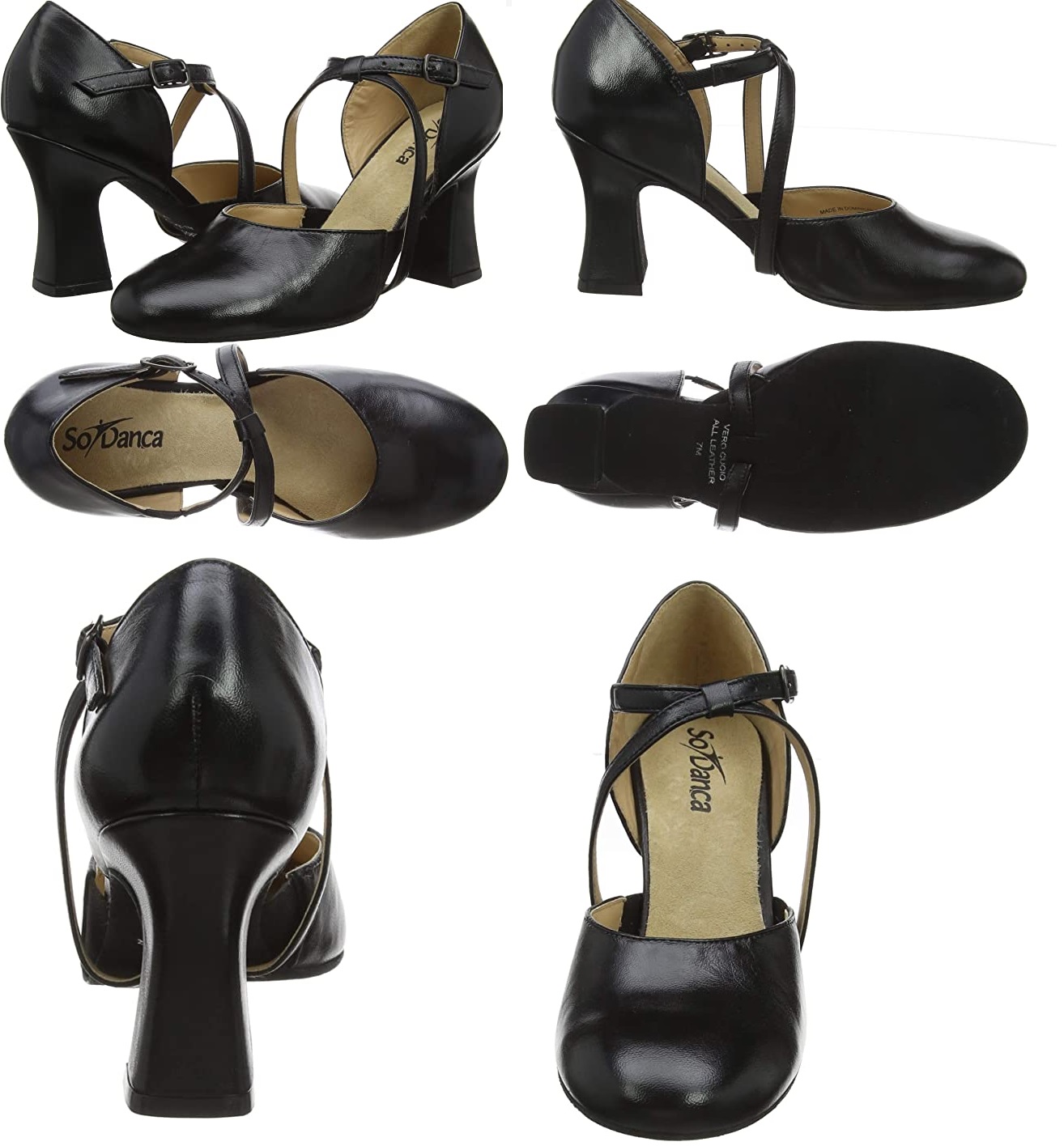 NEW Dance Ballroom Shoes 3' Heel So Danca SD143 Adult Sizes Cross Straps Leather - Picture 6 of 7