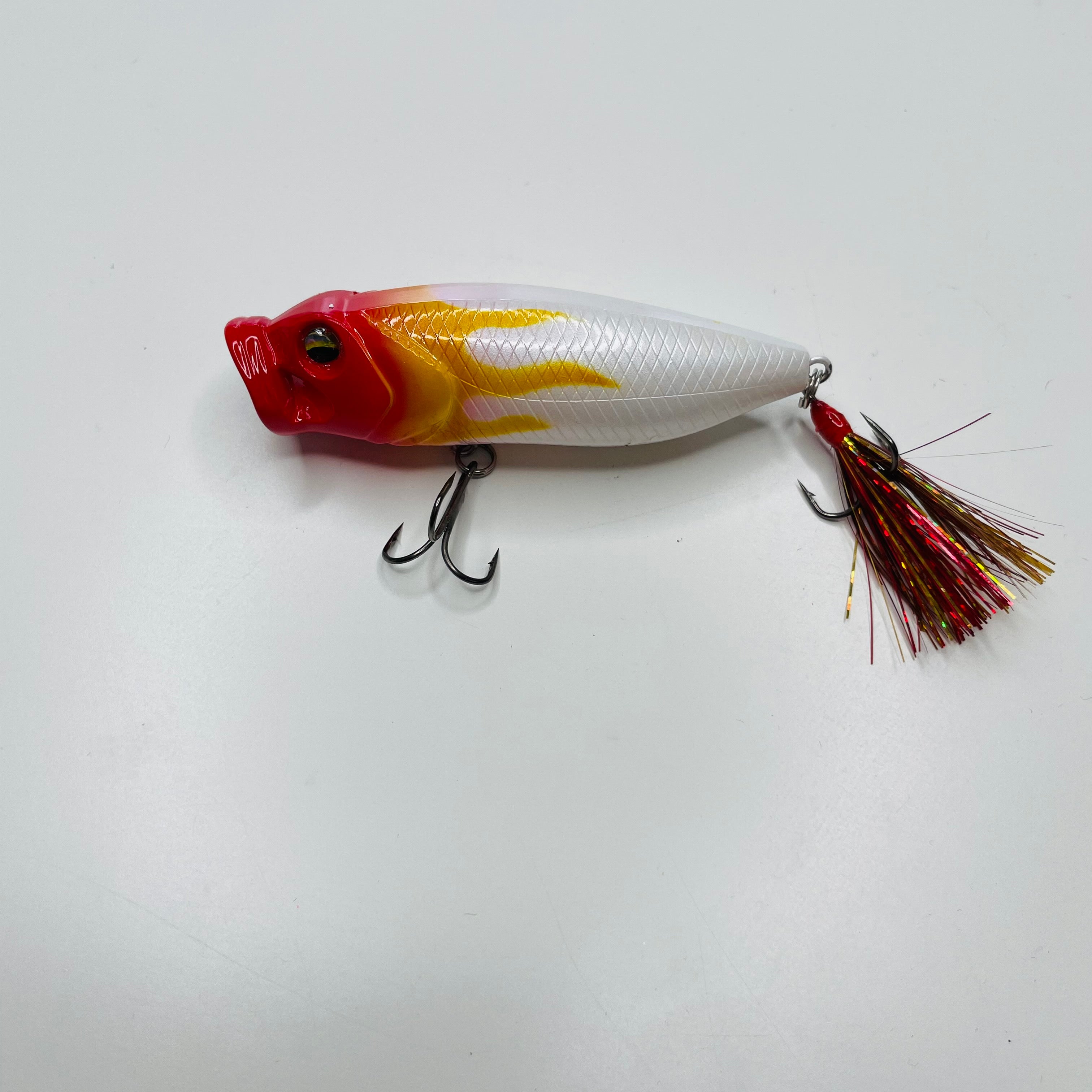 Popper lure with custom tinsel tail - 5” / 0.5 oz