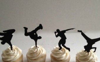 Breakdance Silhouette Cupcake Toppers