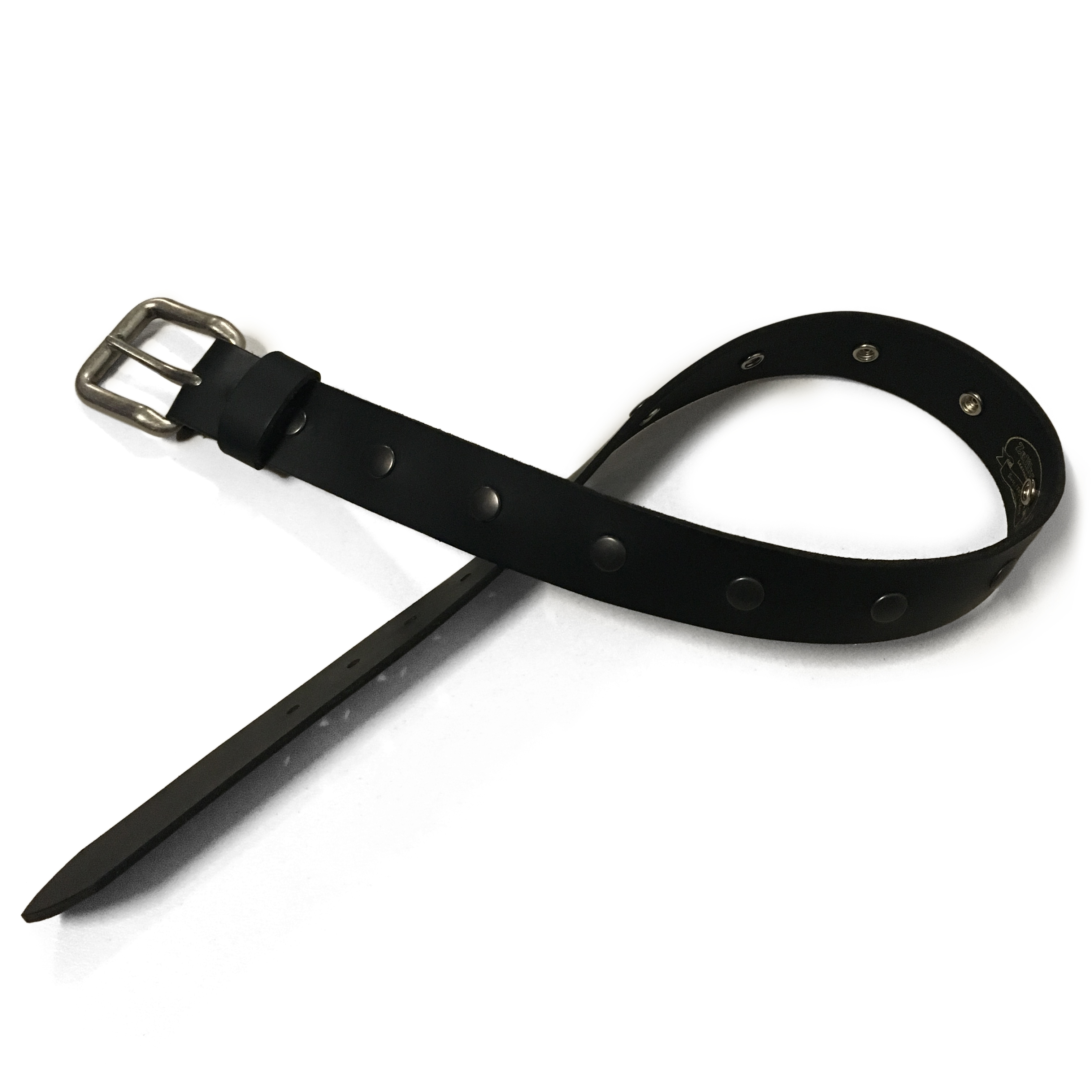 Cinturón de cuero de búfalo tachonado hecho a mano - negro - Imagen 7 de 60