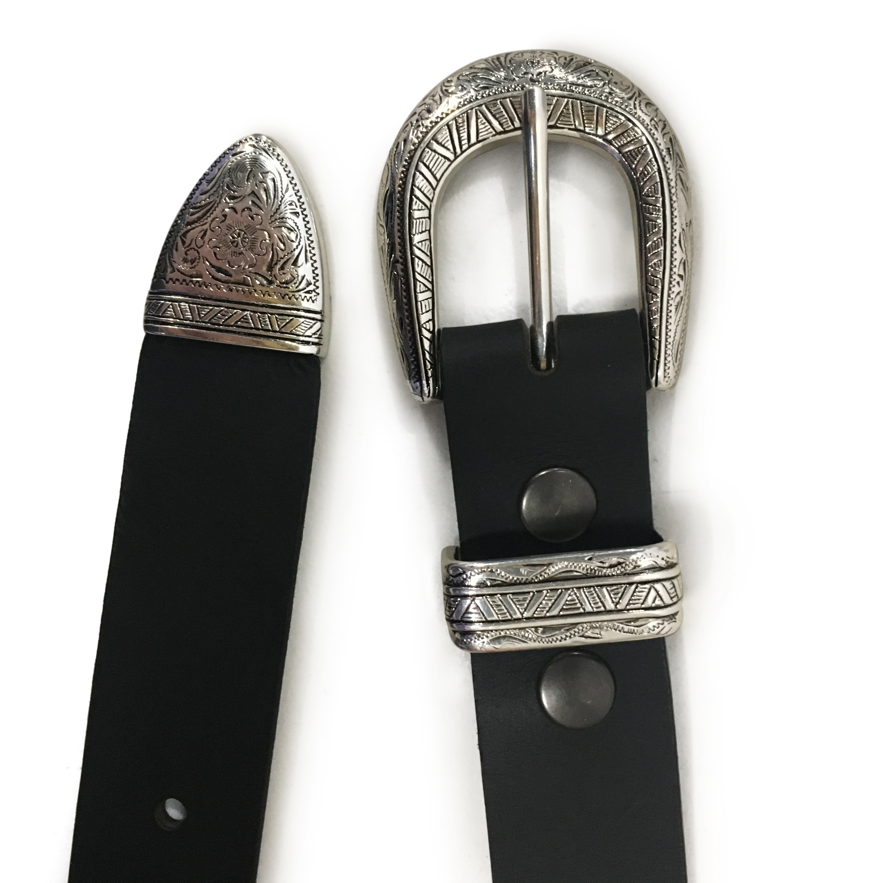 Cinturones de cuero de búfalo estilo suroeste de 1,25" (32 mm) - negros talla 26 - 60 - Imagen 9 de 41