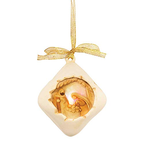 Dicksons Holy Family in Creche LED Gold Toned 3 x 3 Resin Stone