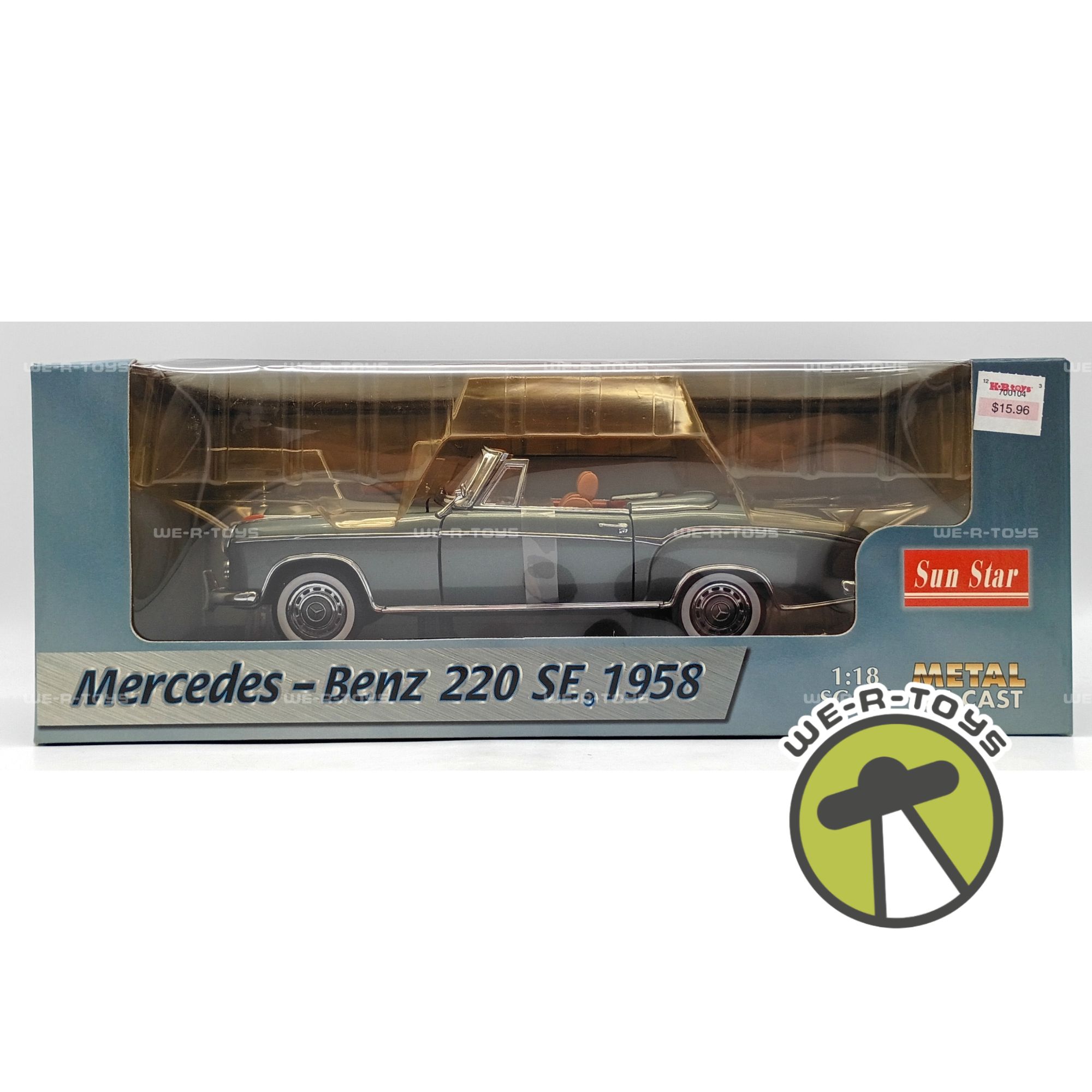 Sun Star 1958 Mercedes Benz 220SE Red Convertible 1:18 Die-Cast