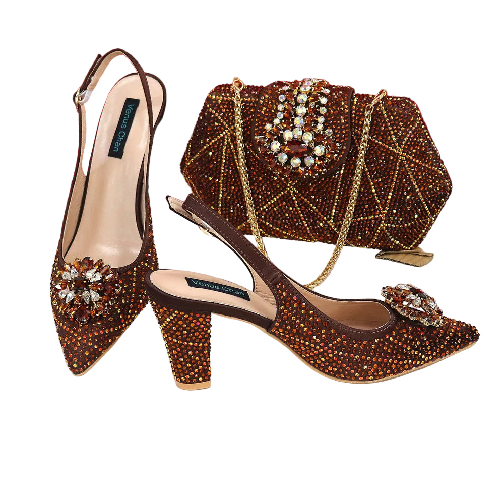 Italian Shoes and Bags Matching Set Decorated