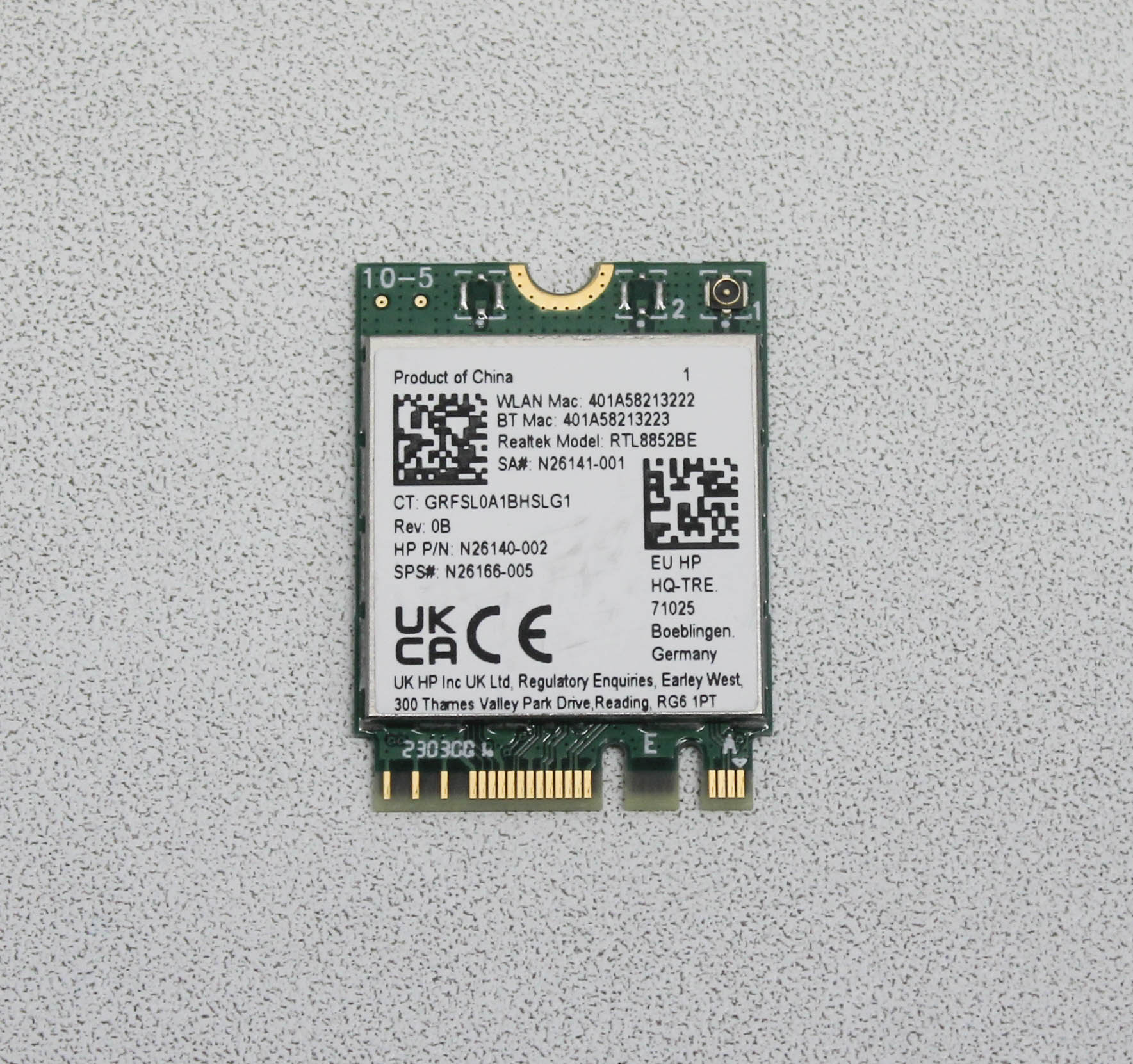 RTL8852BE HP Wlan 6 Realtek Choya Ax 1X1 Fox 17-Cn3053Cl 