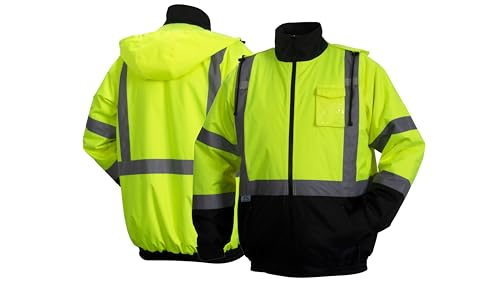 Lime Waterproof Bomber Safety Jacket With Quilted Liner Class 3 Type R Size Tall