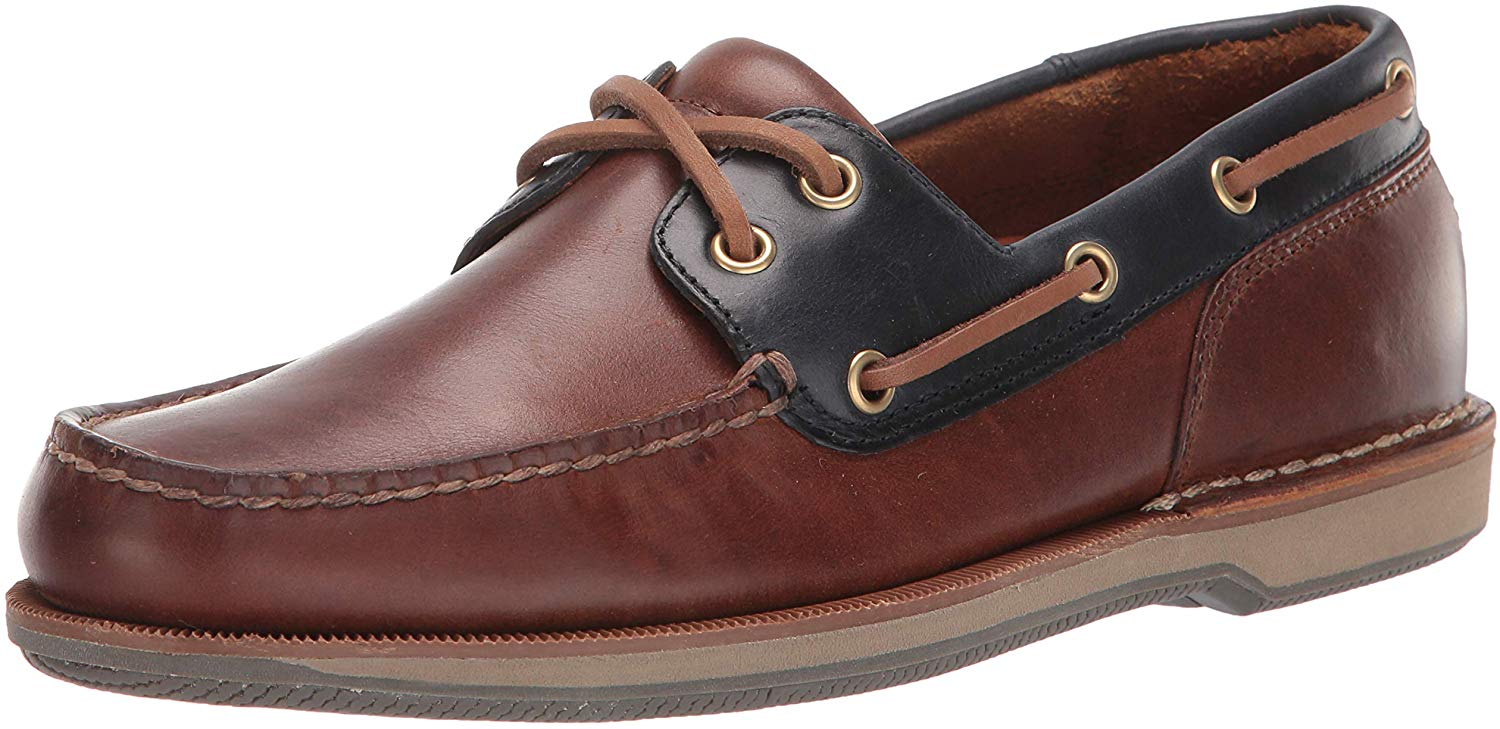 Rockport Men�s Perth Leather SlipOn Boat Shoes Tan/Navy