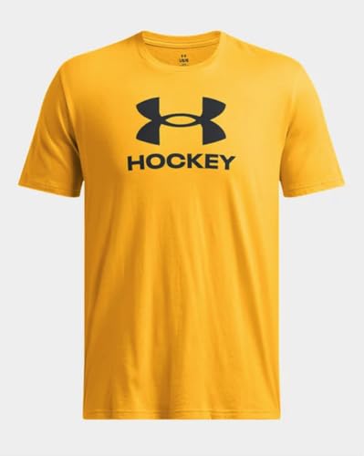 Under Armour Men's Short Sleeve UA Hockey T-Shirts Top Steeltown Gold / Mod Gray - Picture 5 of 16
