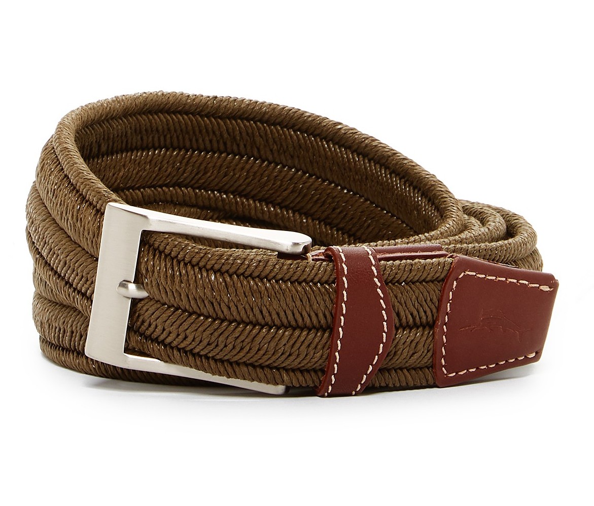 Tommy Bahama Mens Big & Tall Braided Stretch & Leather Belt MSRP 98.00