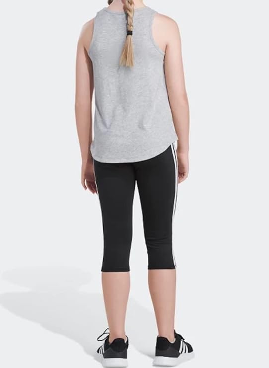 adidas Heather Curved Hem Tank Top Big Girls Kids', Grey, Size L - Picture 13 of 16