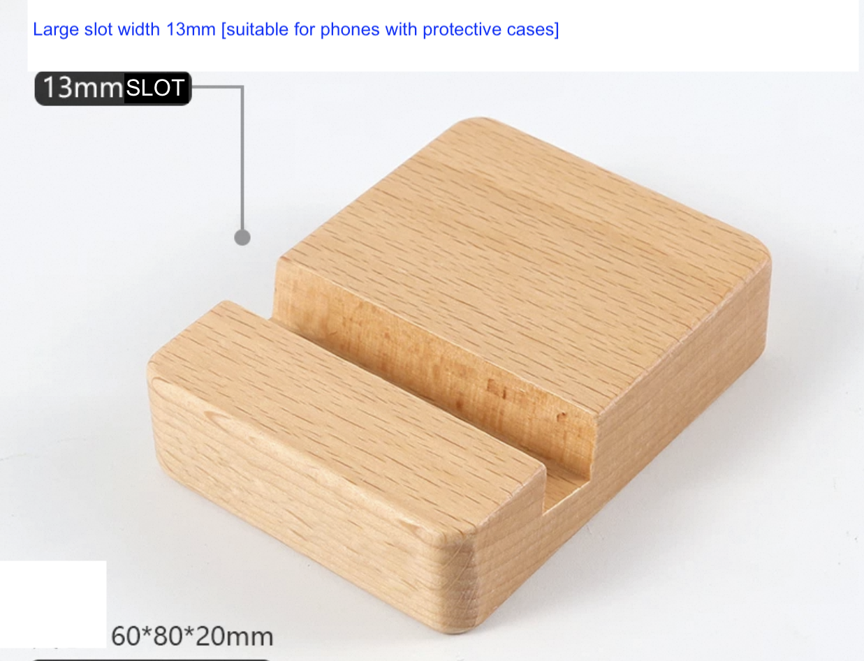 Soporte de soporte de escritorio para teléfono móvil tableta madera maciza de haya de una pieza - Imagen 7 de 9