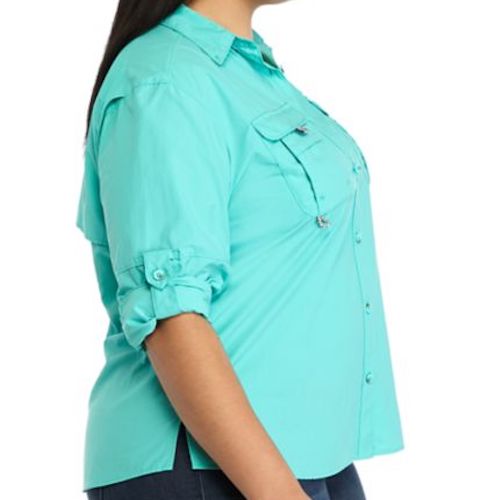 Columbia Womens Plus Size Long Sleeve Bahama Button Down Shirt - Picture 12 of 13