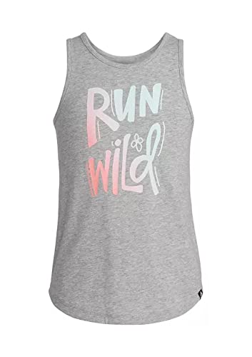 adidas Heather Curved Hem Tank Top Big Girls Kids', Grey, Size L - Picture 5 of 16