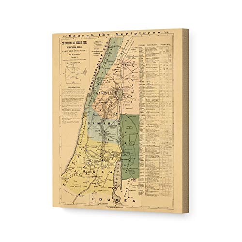 1881 The Journeys and Deeds of Jesus Christ Map - Canvas Wrap Wall Art Poster