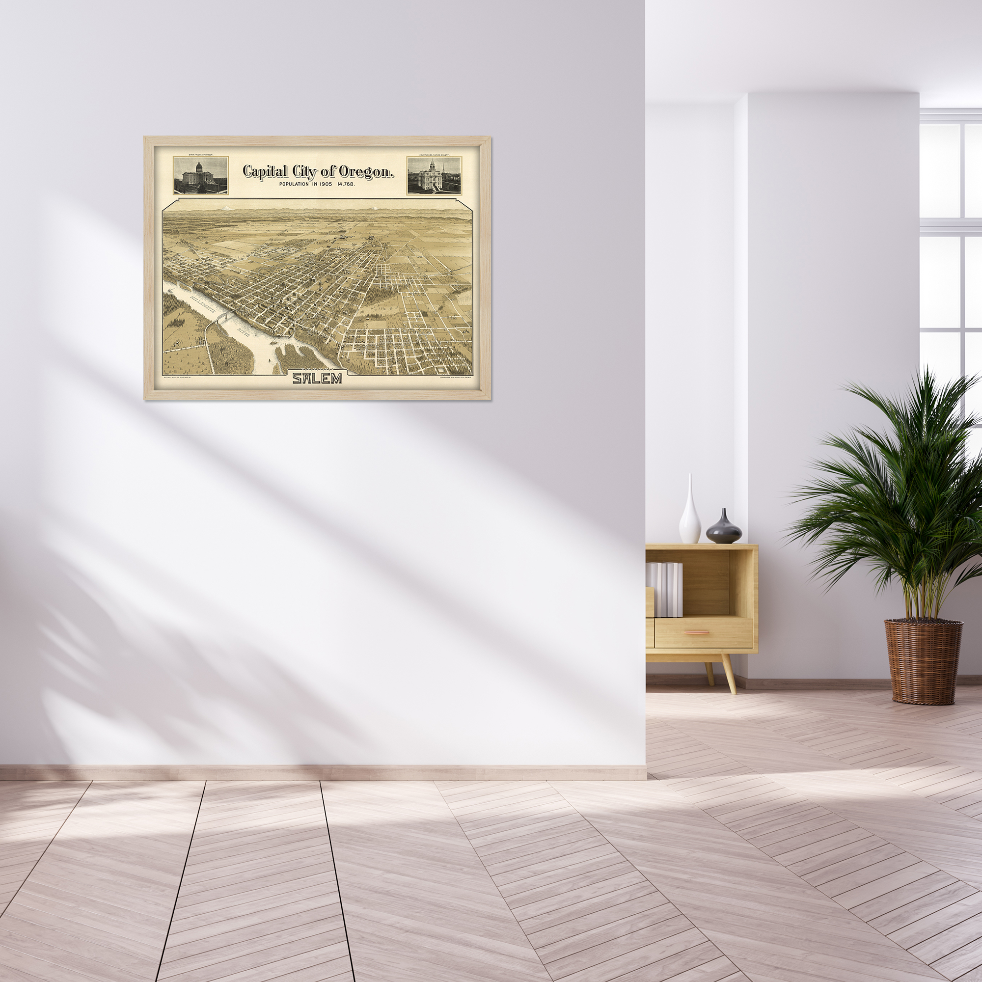 1905 Salem Oregon Map - Framed Vintage Salem City State of Oregon Map Wall Art - Picture 55 of 56