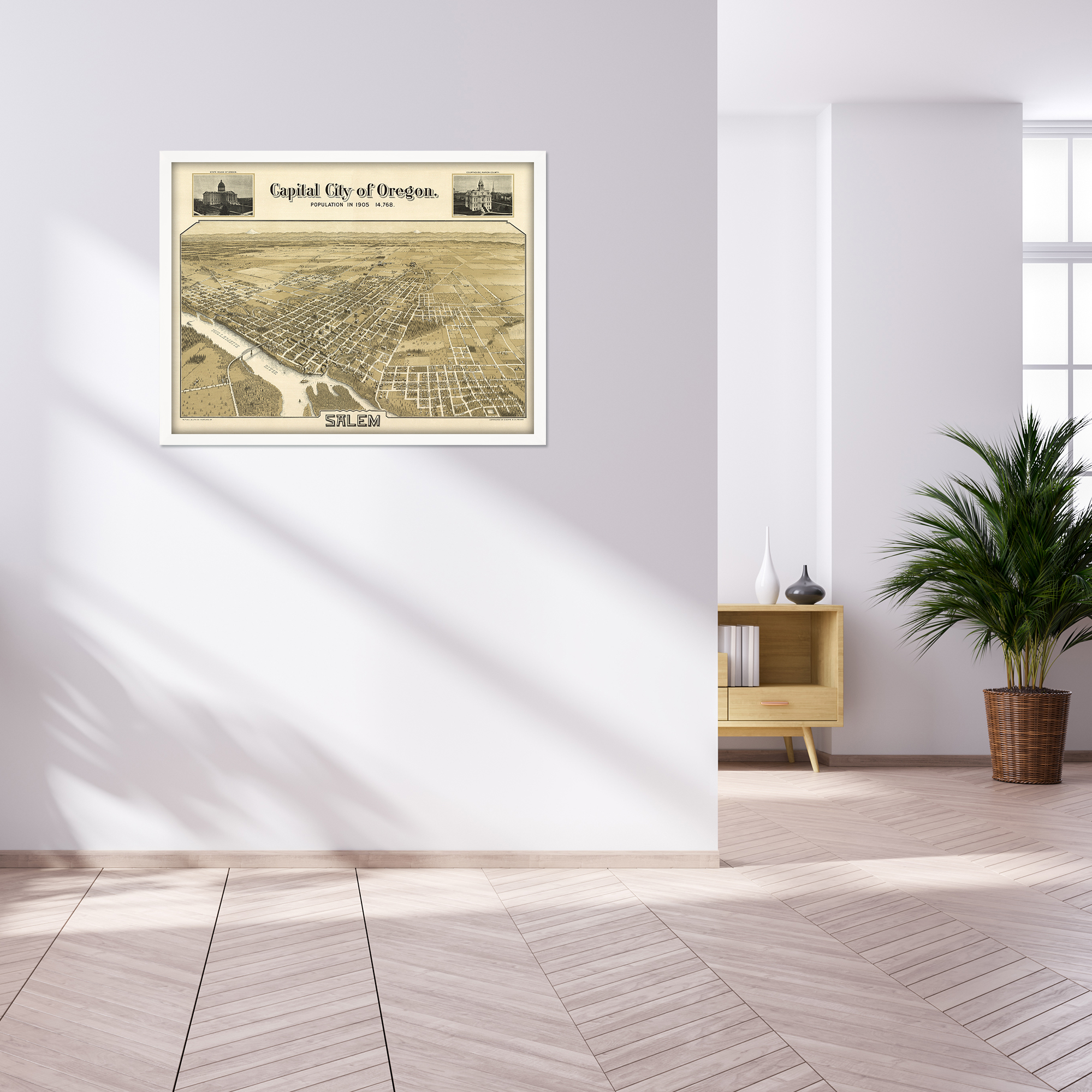 1905 Salem Oregon Map - Framed Vintage Salem City State of Oregon Map Wall Art - Picture 44 of 56