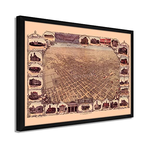 1901 San Jose California Map - Framed Vintage San Jose Wall Art Poster Print - Picture 9 of 56