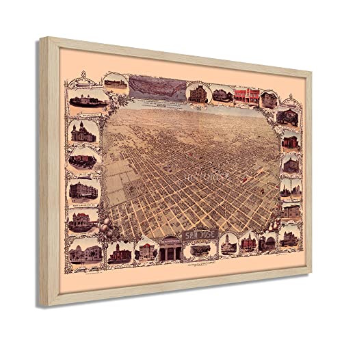 1901 San Jose California Map - Framed Vintage San Jose Wall Art Poster Print - Picture 21 of 56