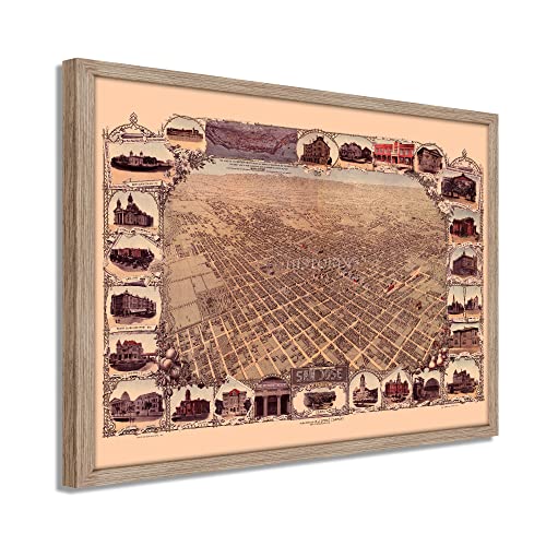 1901 San Jose California Map - Framed Vintage San Jose Wall Art Poster Print - Picture 33 of 56