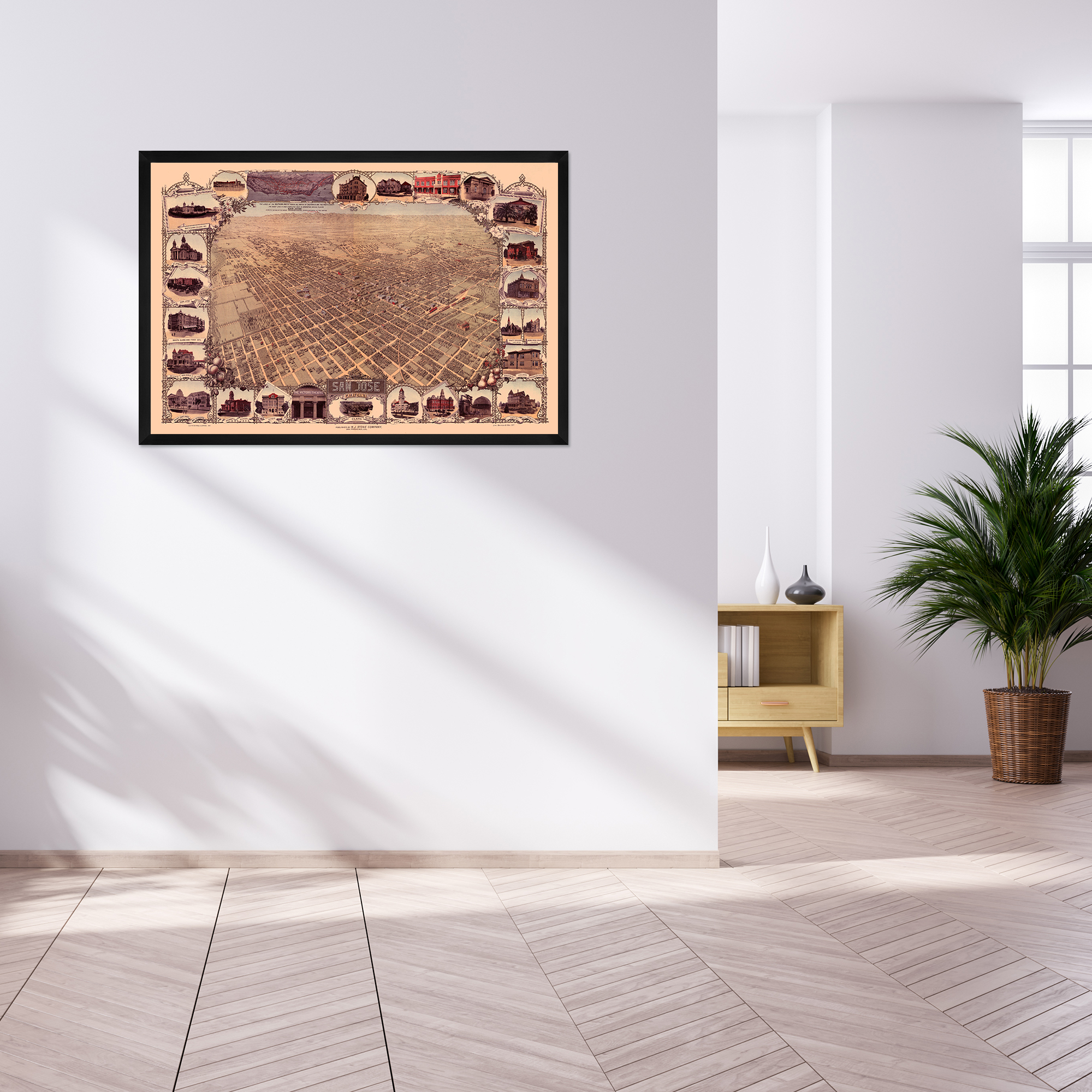 1901 San Jose California Map - Framed Vintage San Jose Wall Art Poster Print - Picture 20 of 56