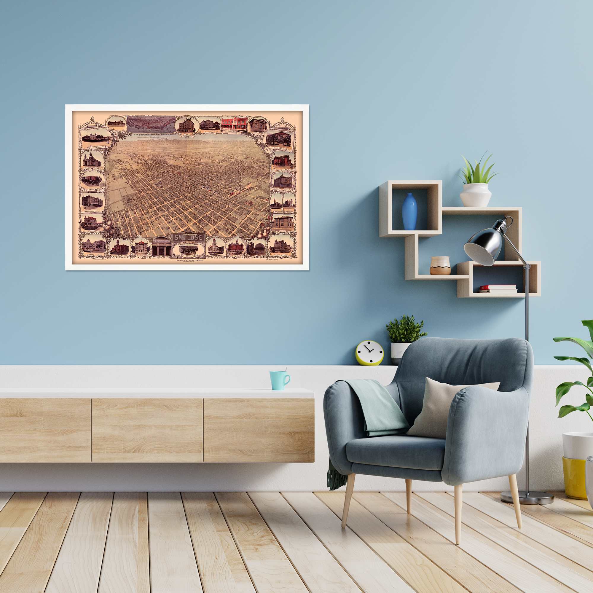 1901 San Jose California Map - Framed Vintage San Jose Wall Art Poster Print - Picture 56 of 56