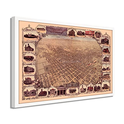 1901 San Jose California Map - Framed Vintage San Jose Wall Art Poster Print - Picture 52 of 56
