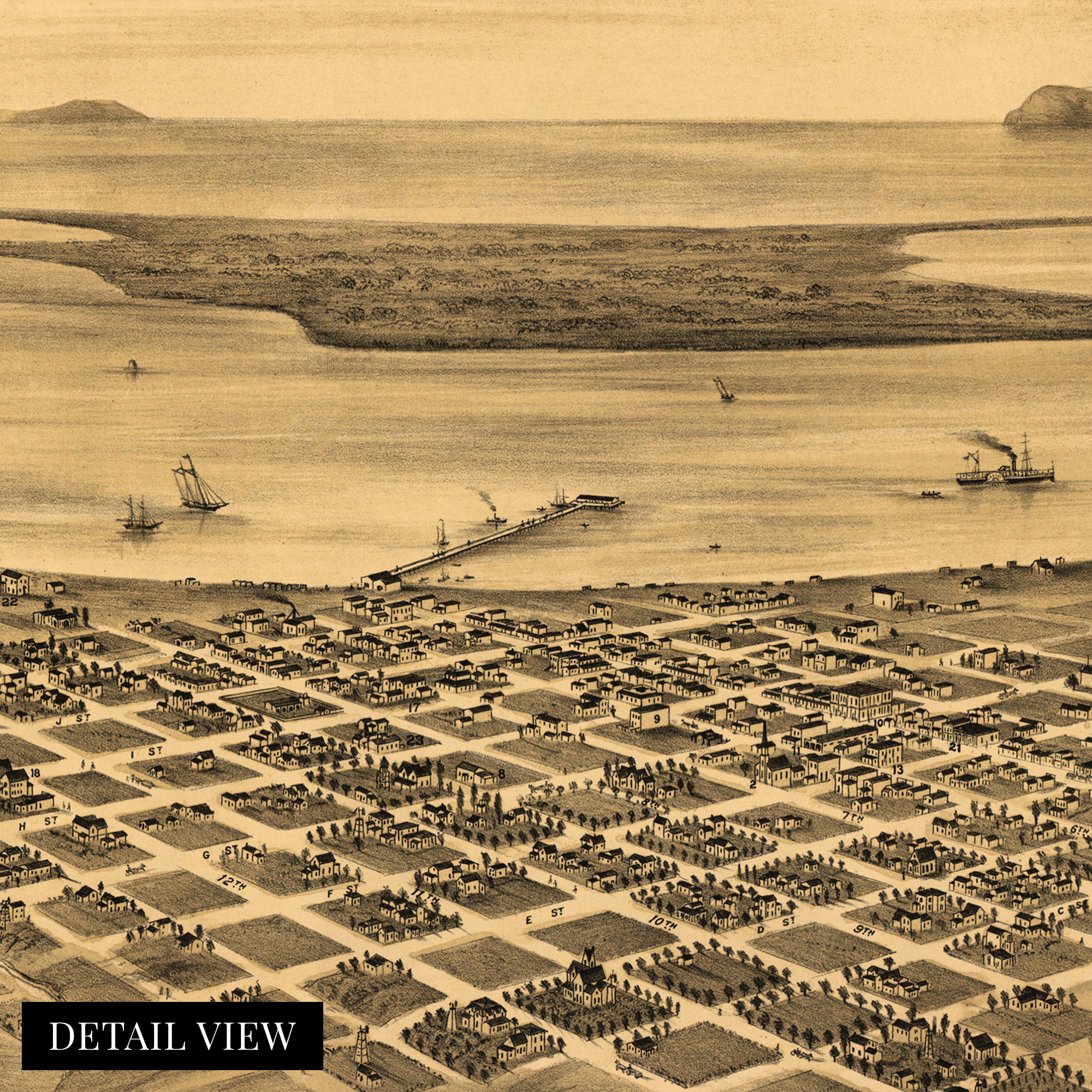 1876 San Diego Map - Framed Vintage San Diego Map History Wall Art Poster Print - Picture 12 of 56