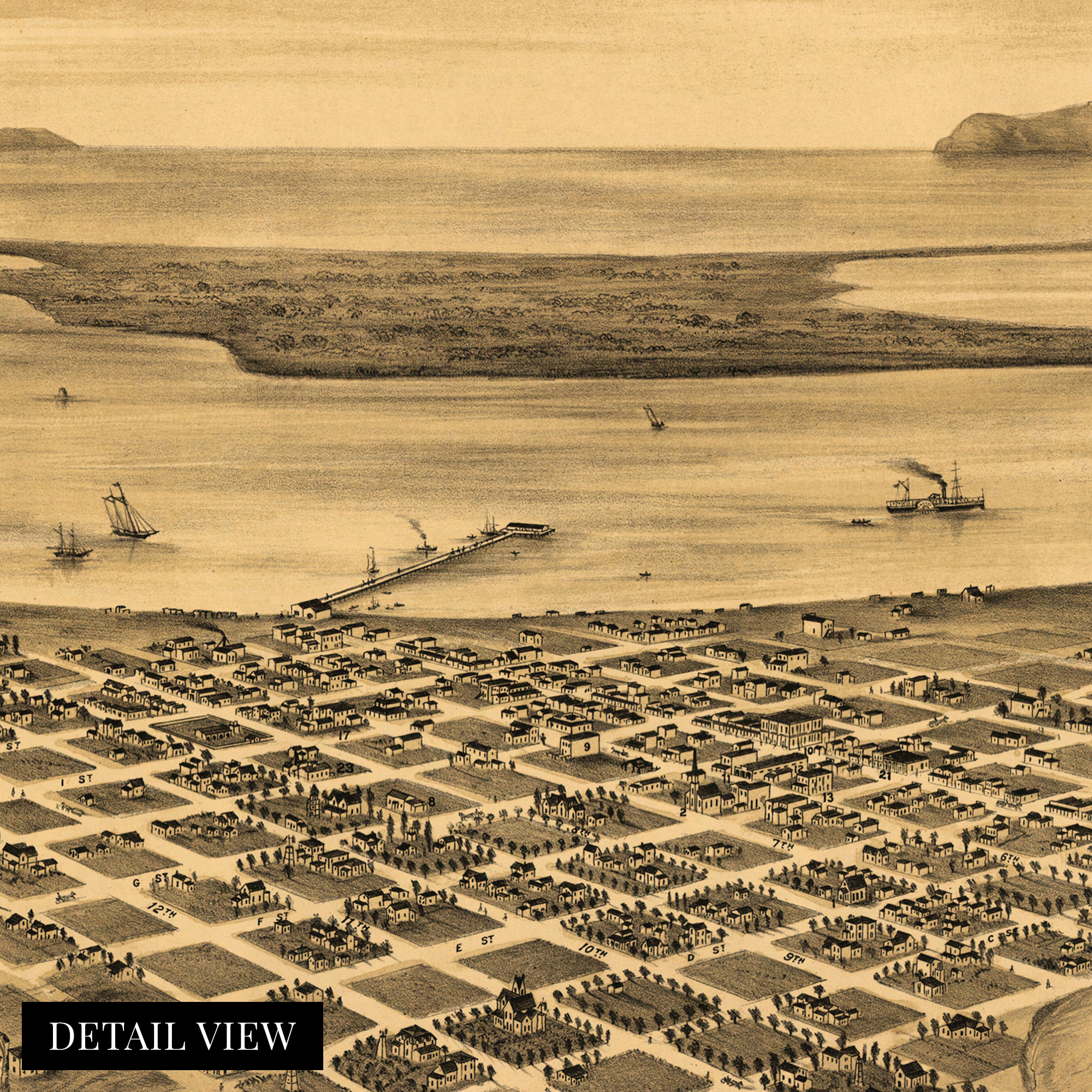 1876 San Diego Map - Framed Vintage San Diego Map History Wall Art Poster Print - Picture 24 of 56