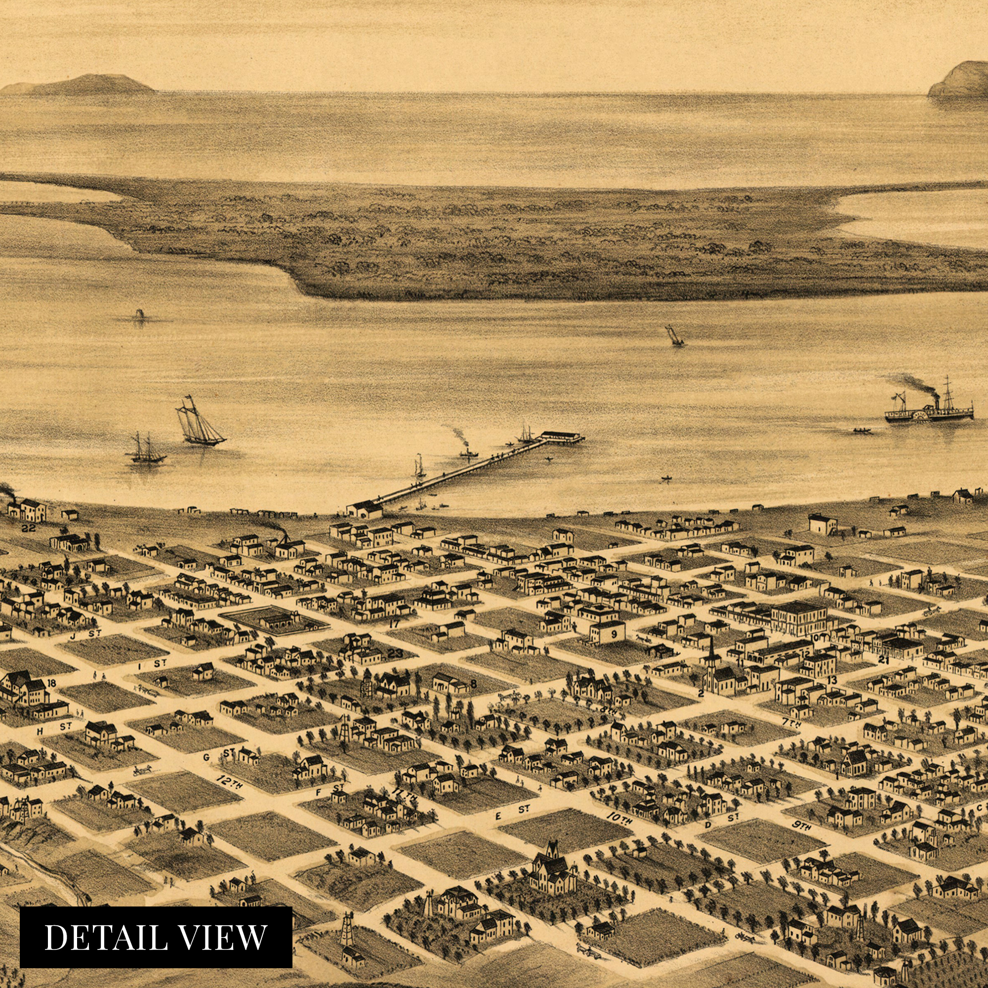 1876 San Diego Map - Framed Vintage San Diego Map History Wall Art Poster Print - Picture 36 of 56