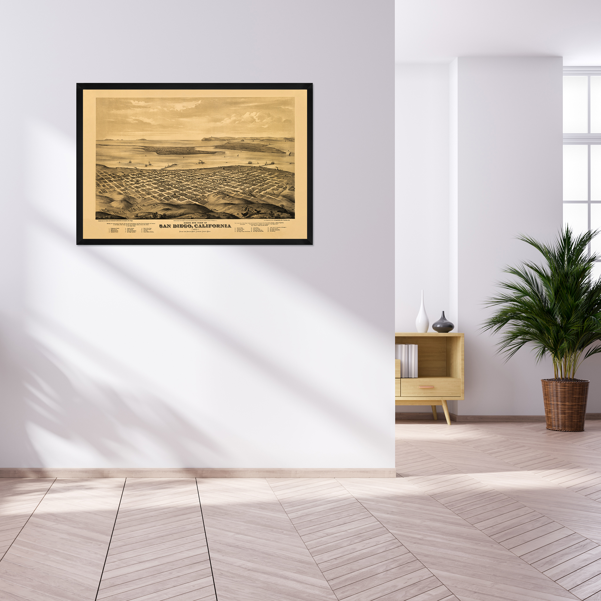 1876 San Diego Map - Framed Vintage San Diego Map History Wall Art Poster Print - Picture 20 of 56