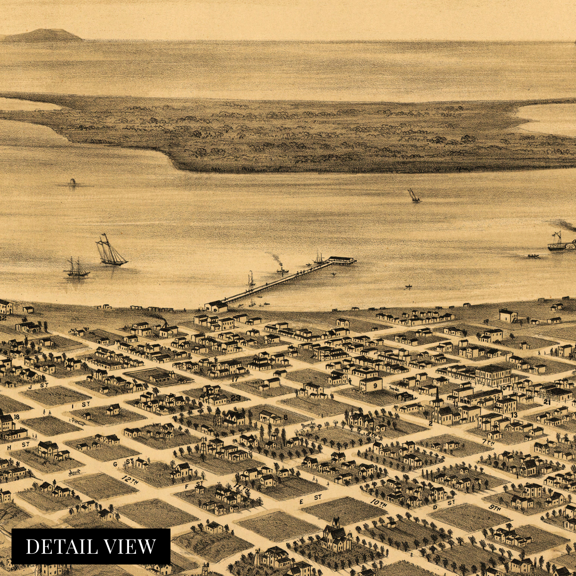 1876 San Diego Map - Framed Vintage San Diego Map History Wall Art Poster Print - Picture 19 of 56
