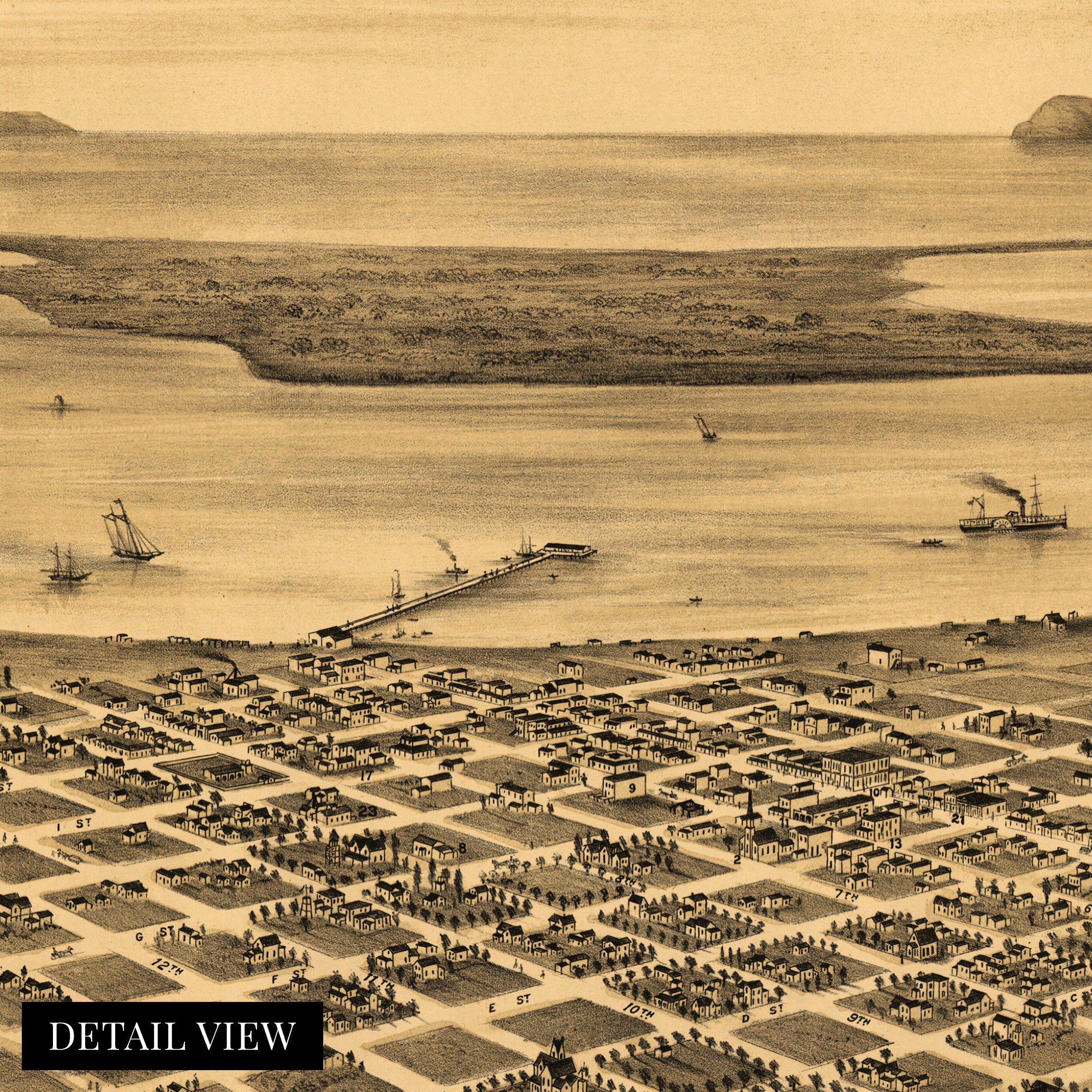 1876 San Diego Map - Framed Vintage San Diego Map History Wall Art Poster Print - Picture 31 of 56