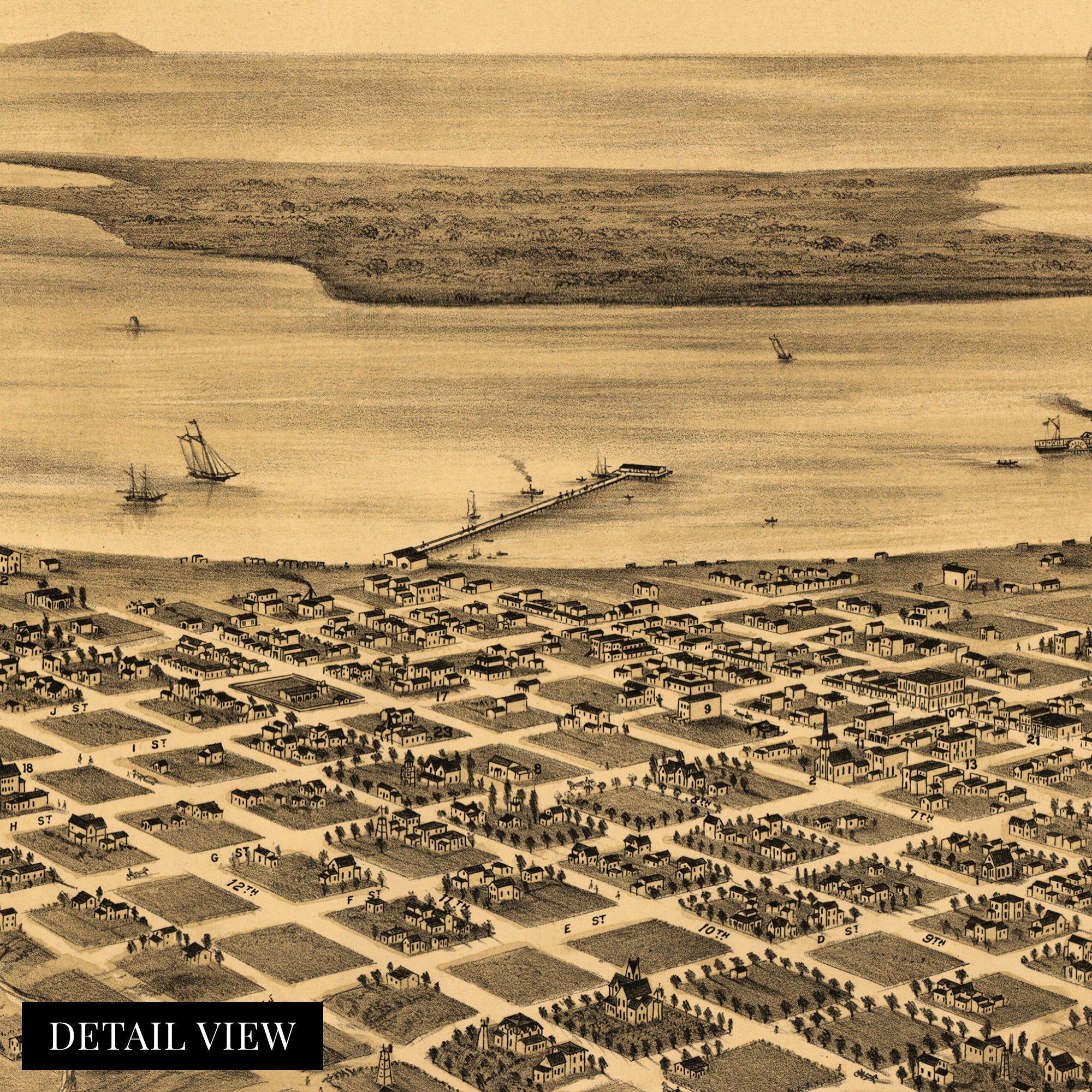 1876 San Diego Map - Framed Vintage San Diego Map History Wall Art Poster Print - Picture 43 of 56