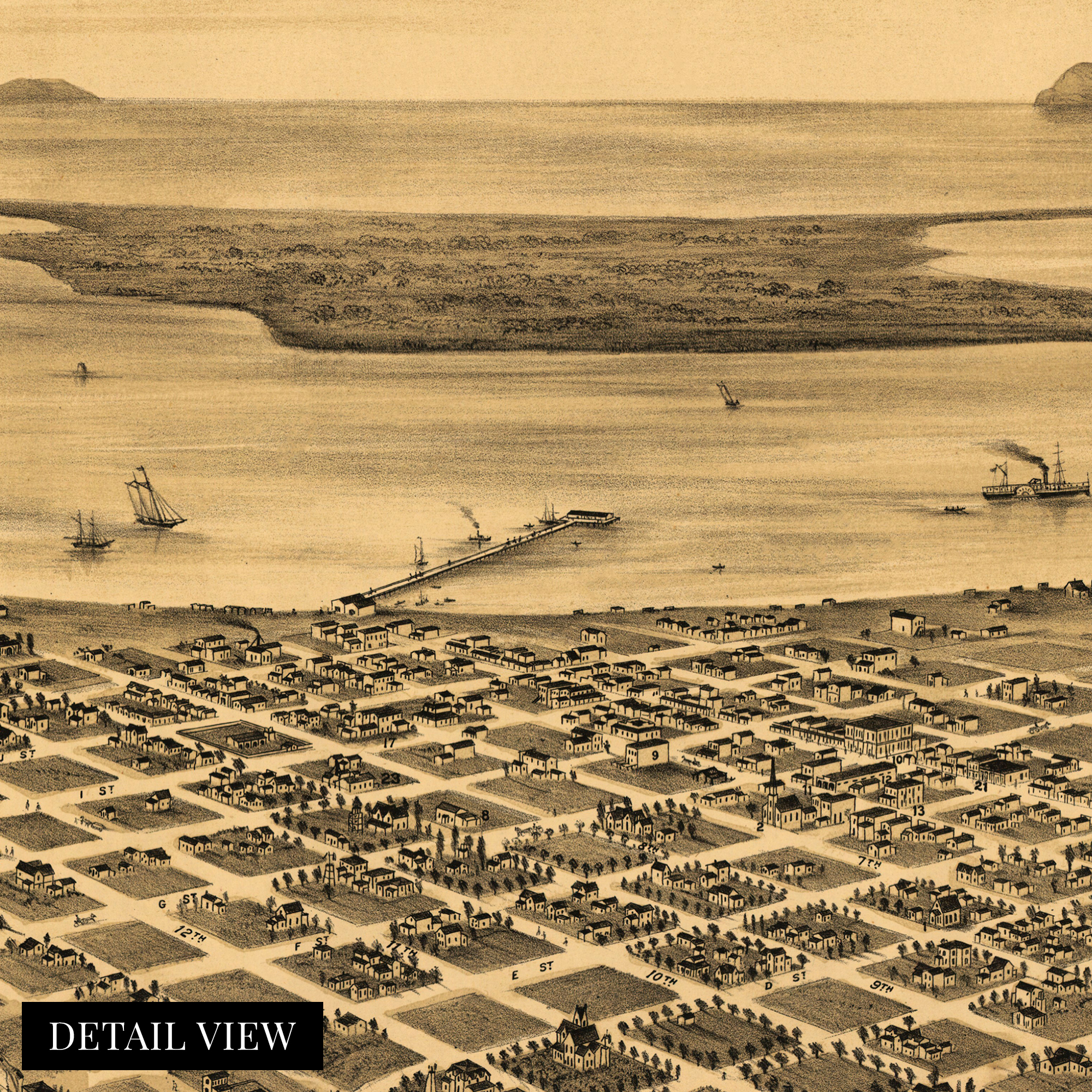 1876 San Diego Map - Framed Vintage San Diego Map History Wall Art Poster Print - Picture 55 of 56