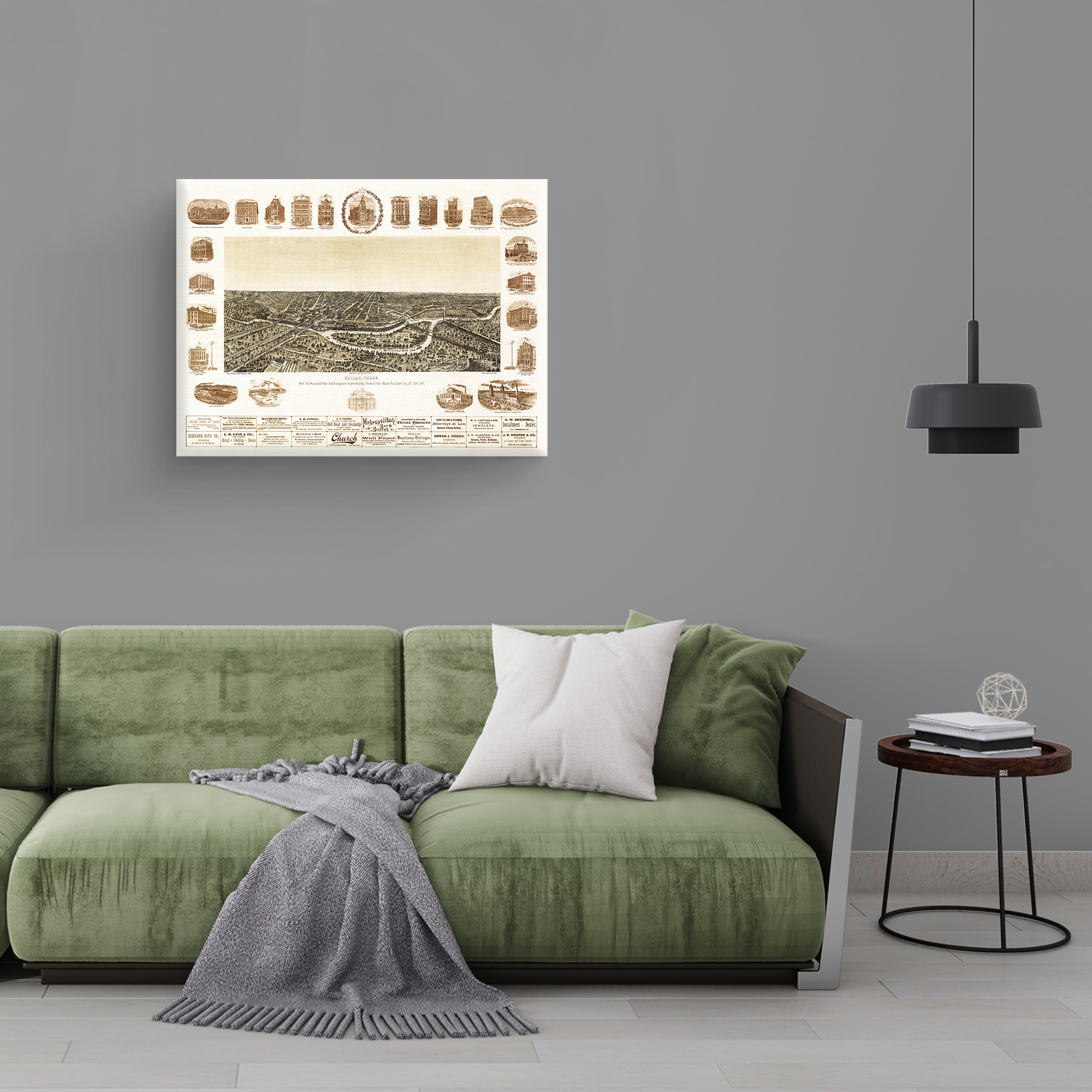 1892 Dallas Texas Map - Canvas Wrap Vintage Dallas Map Wall Art Poster Print - Picture 7 of 16