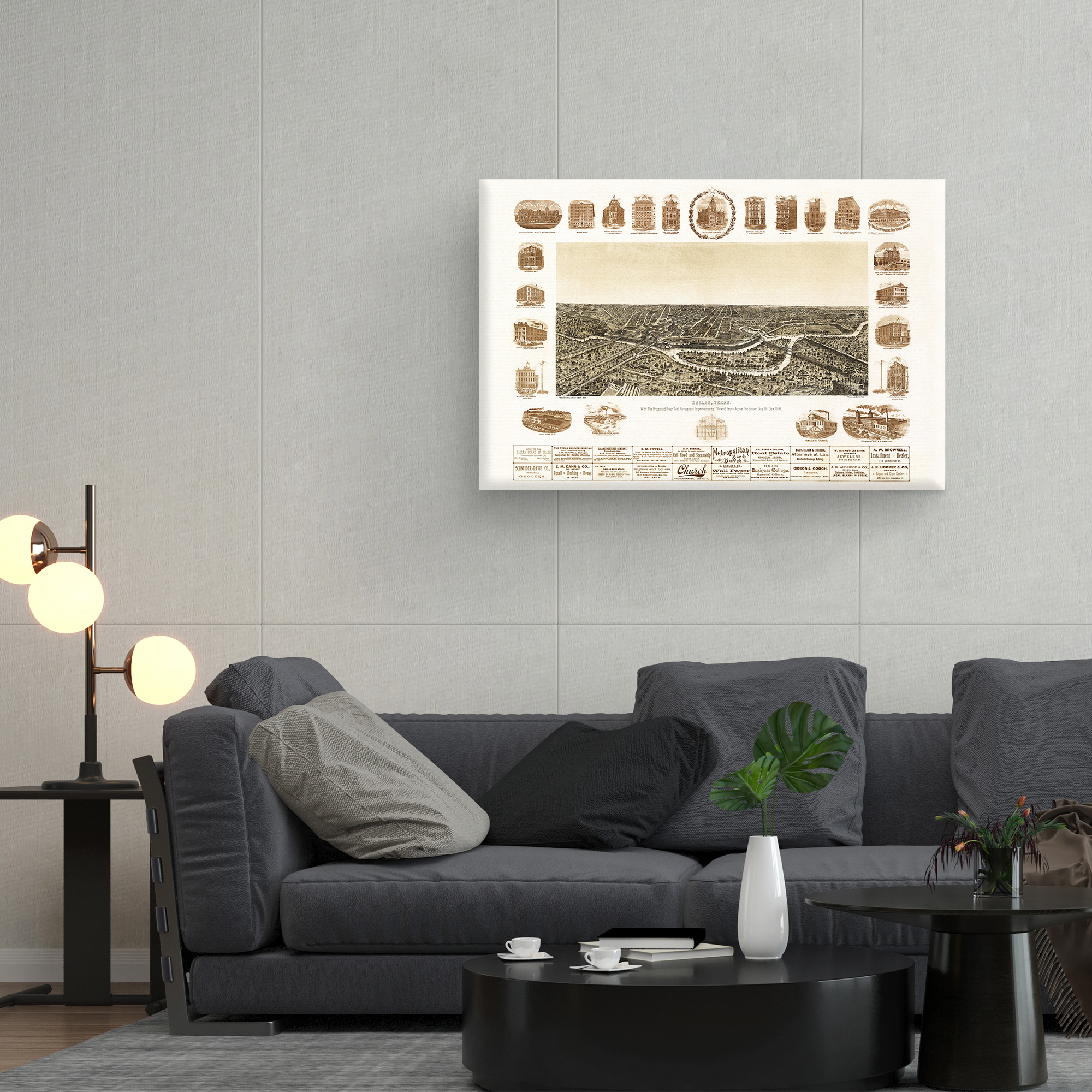 1892 Dallas Texas Map - Canvas Wrap Vintage Dallas Map Wall Art Poster Print - Picture 14 of 16
