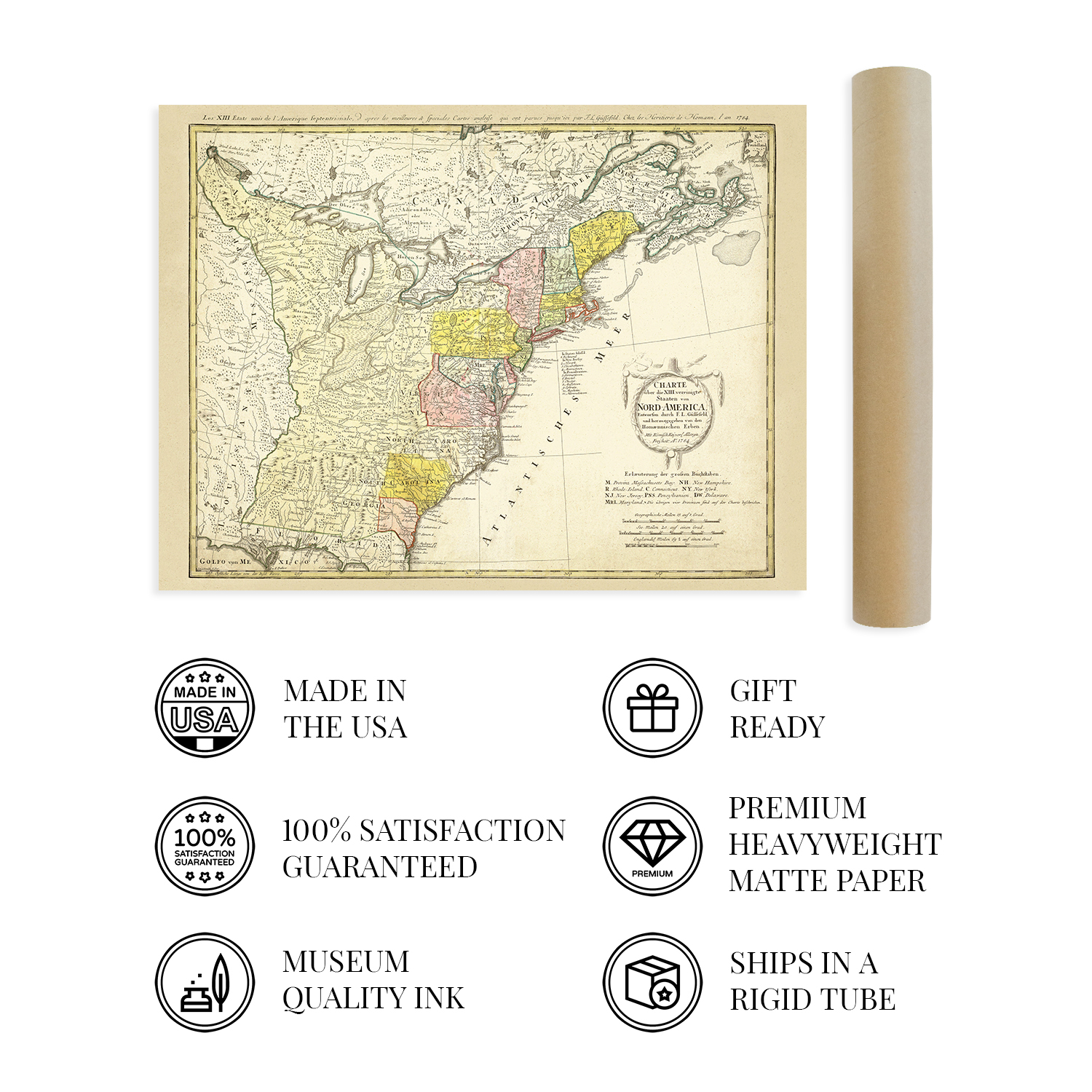 1784 North America Map of United States - History Map of North America Wall Art - Picture 14 of 26
