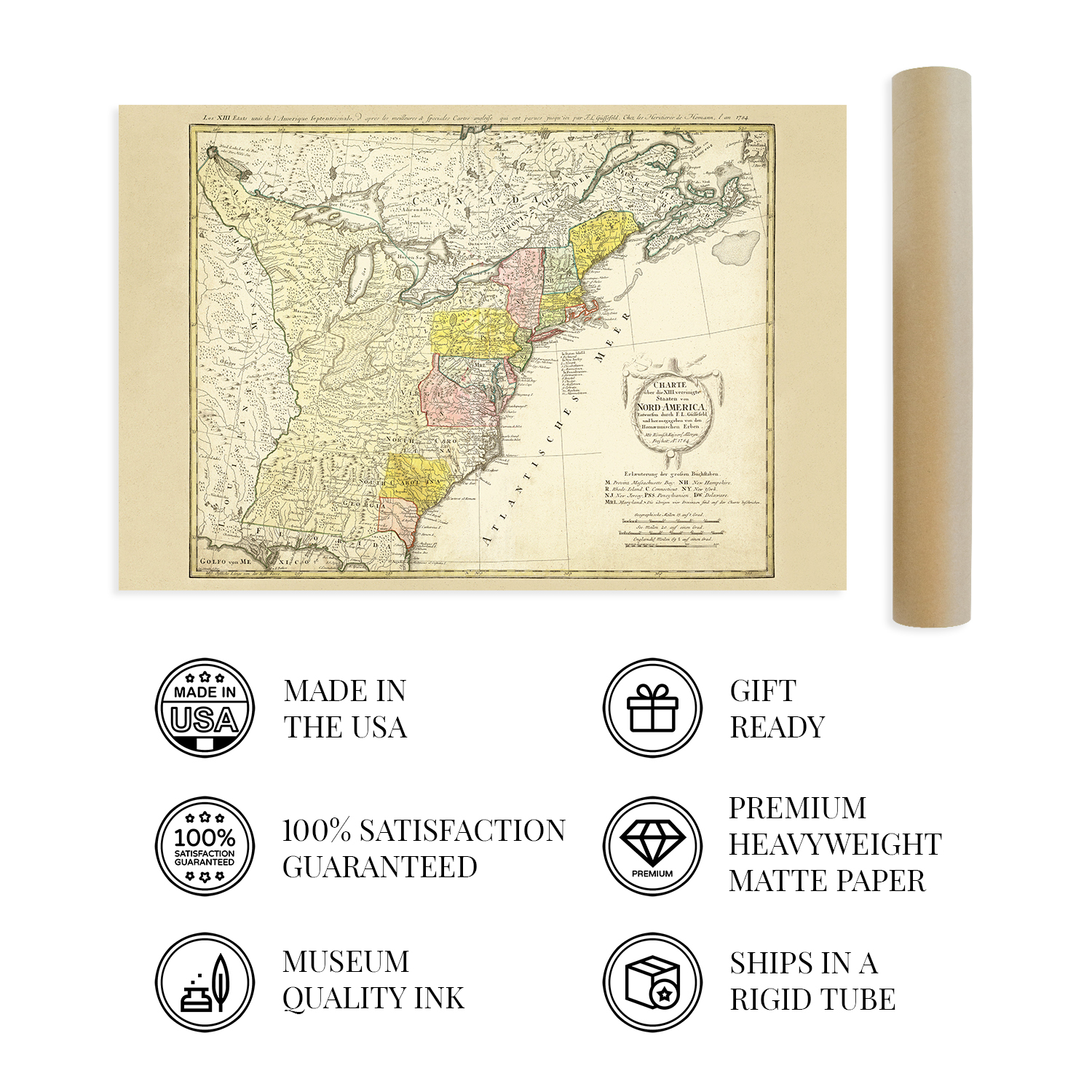 1784 North America Map of United States - History Map of North America Wall Art - Picture 21 of 26