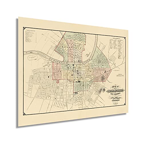 1877 Nashville Tennessee Map - History Map of Nashville TN Wall Art Poster Print - Picture 13 of 26
