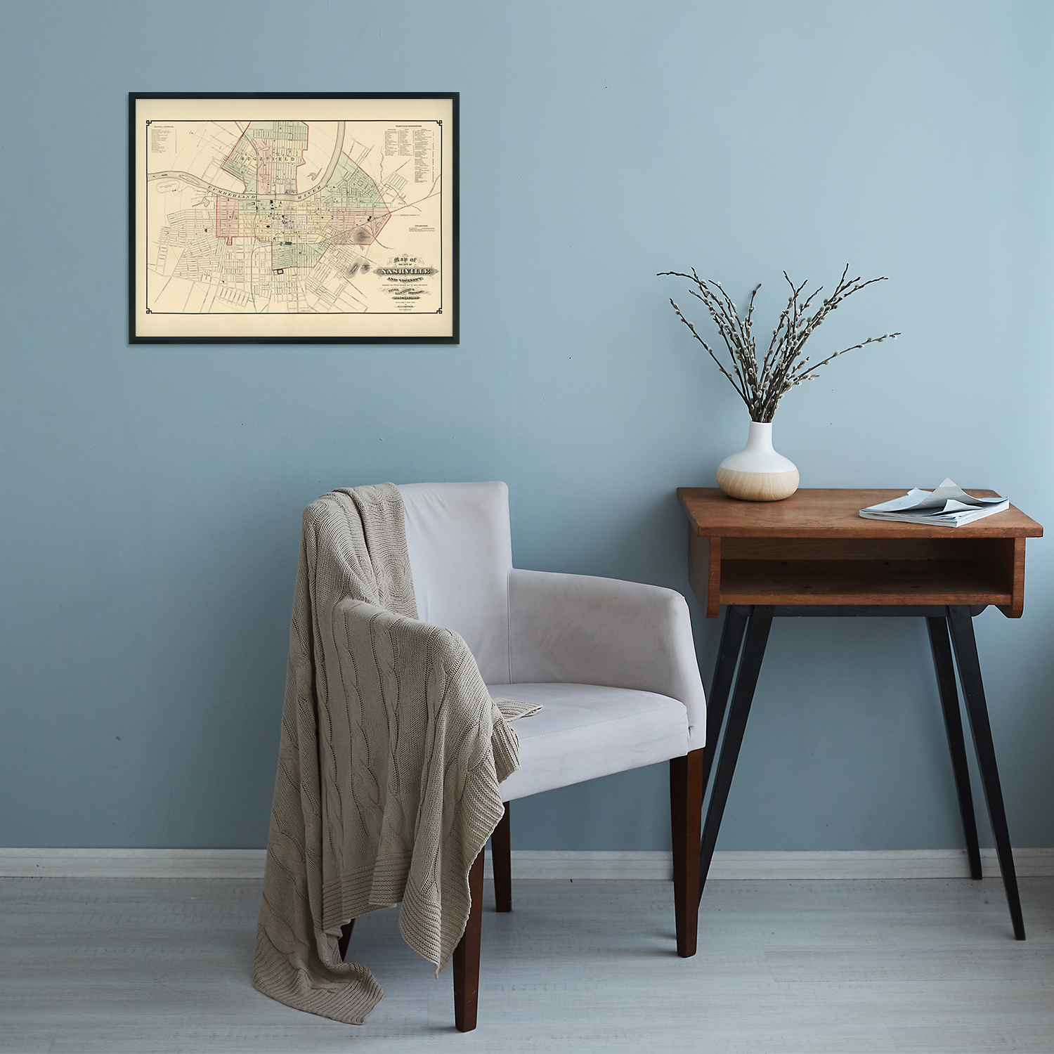 1877 Nashville Tennessee Map - History Map of Nashville TN Wall Art Poster Print - Picture 18 of 26